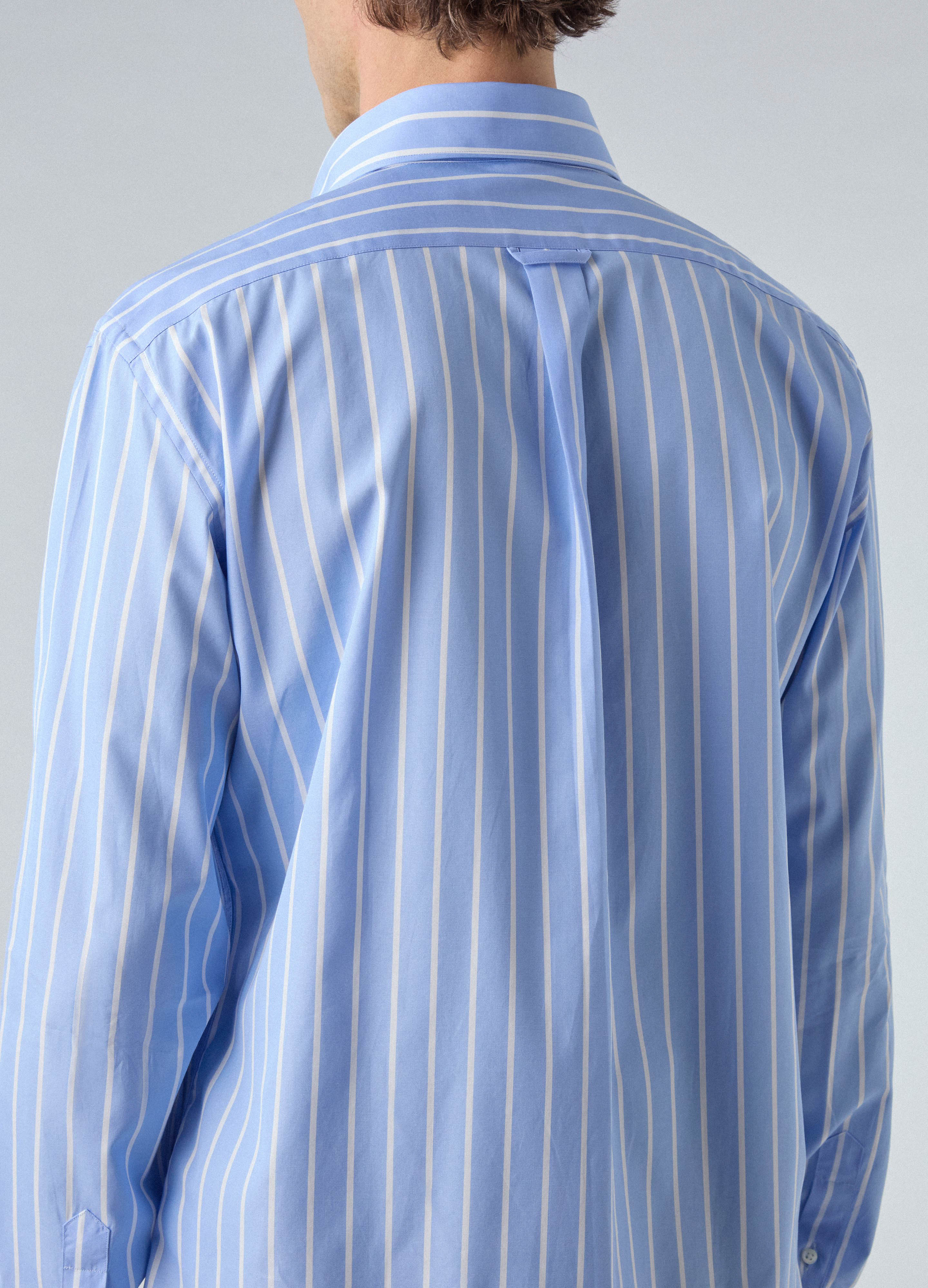 Fabian Poplin Turndown Collar Shirt - Blue/White - Image 5