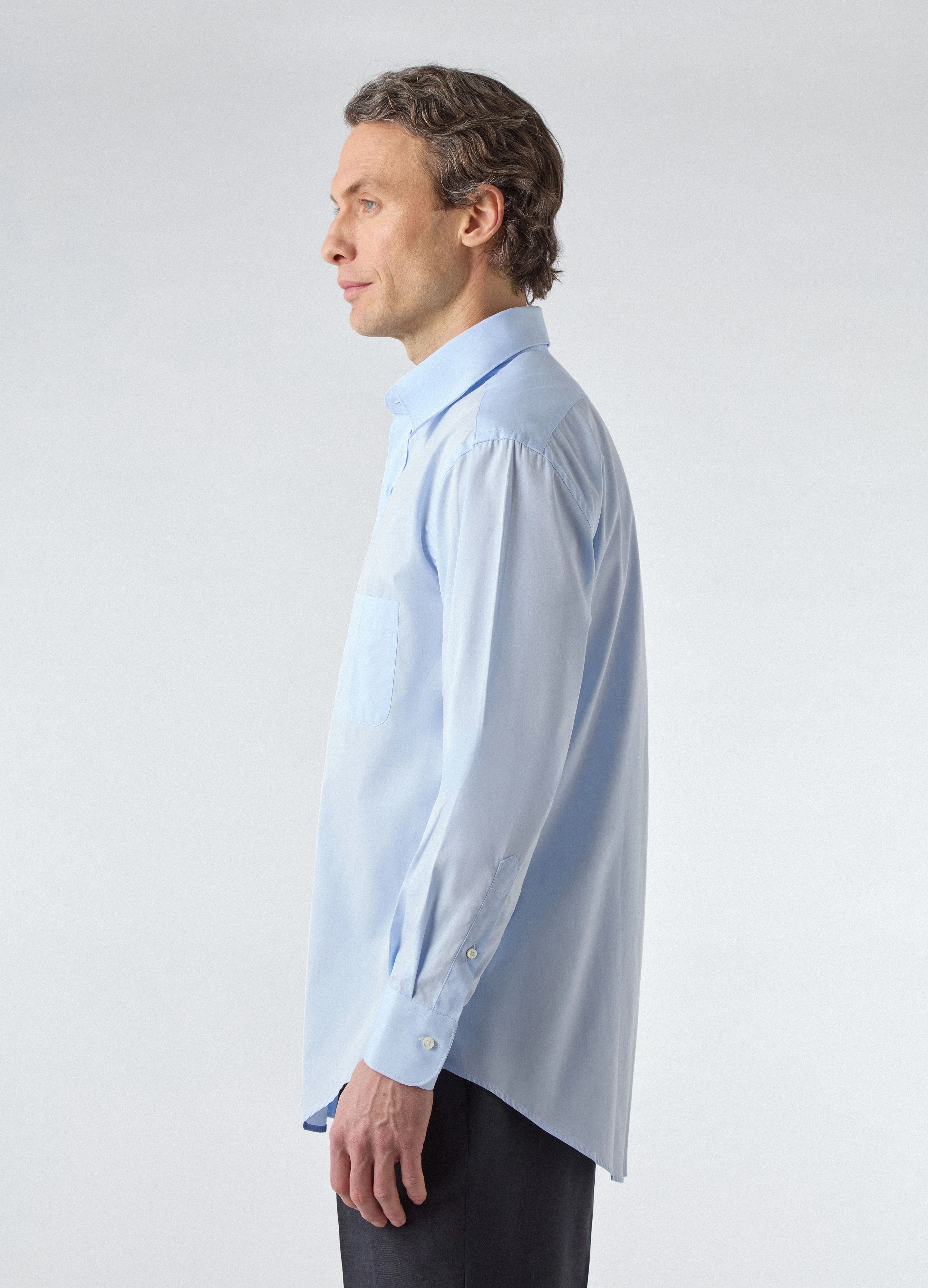 Fabian Poplin Turndown Collar Shirt - Light Blue - Image 3