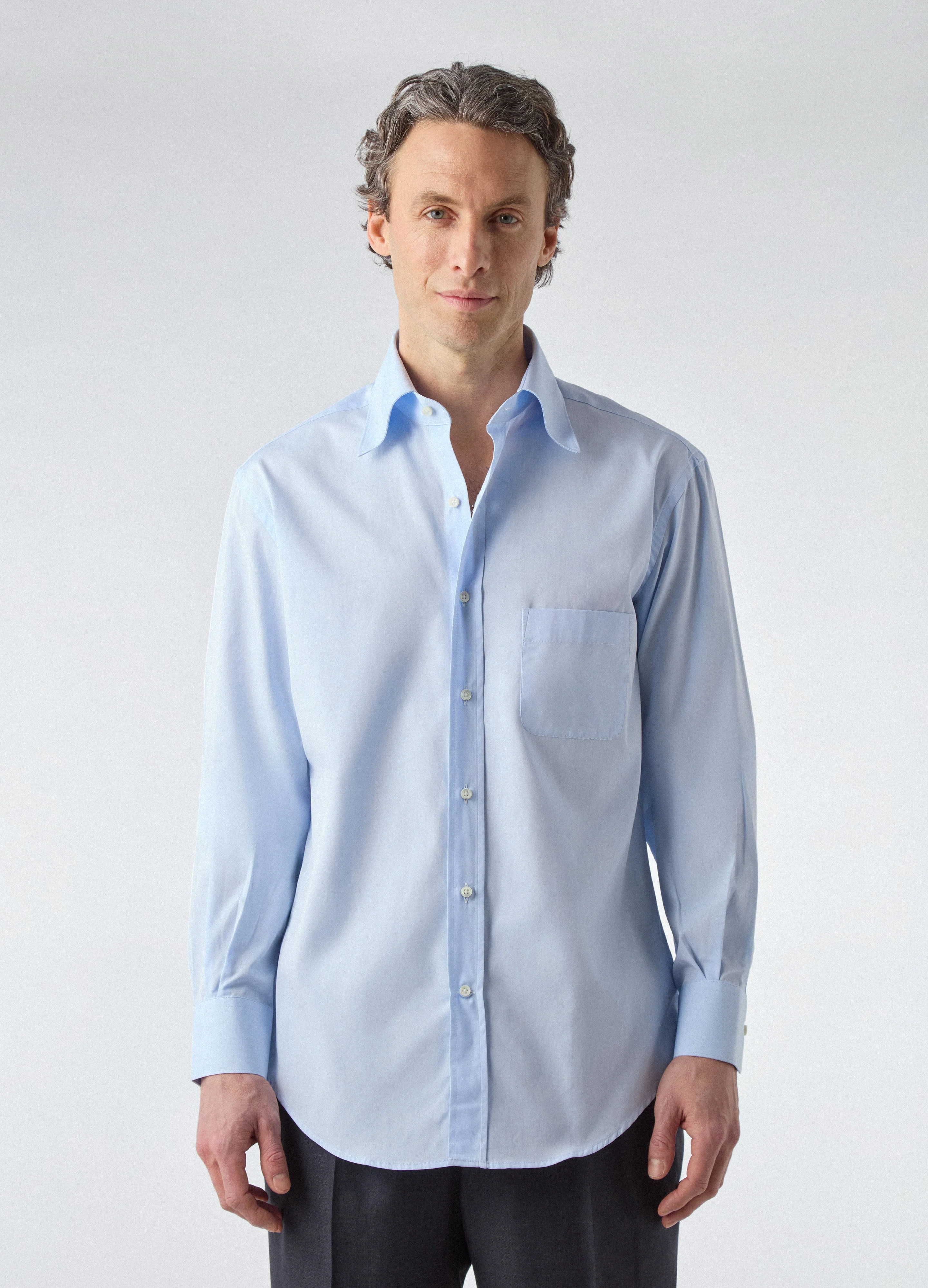 Fabian Poplin Turndown Collar Shirt - Light Blue - Image 4