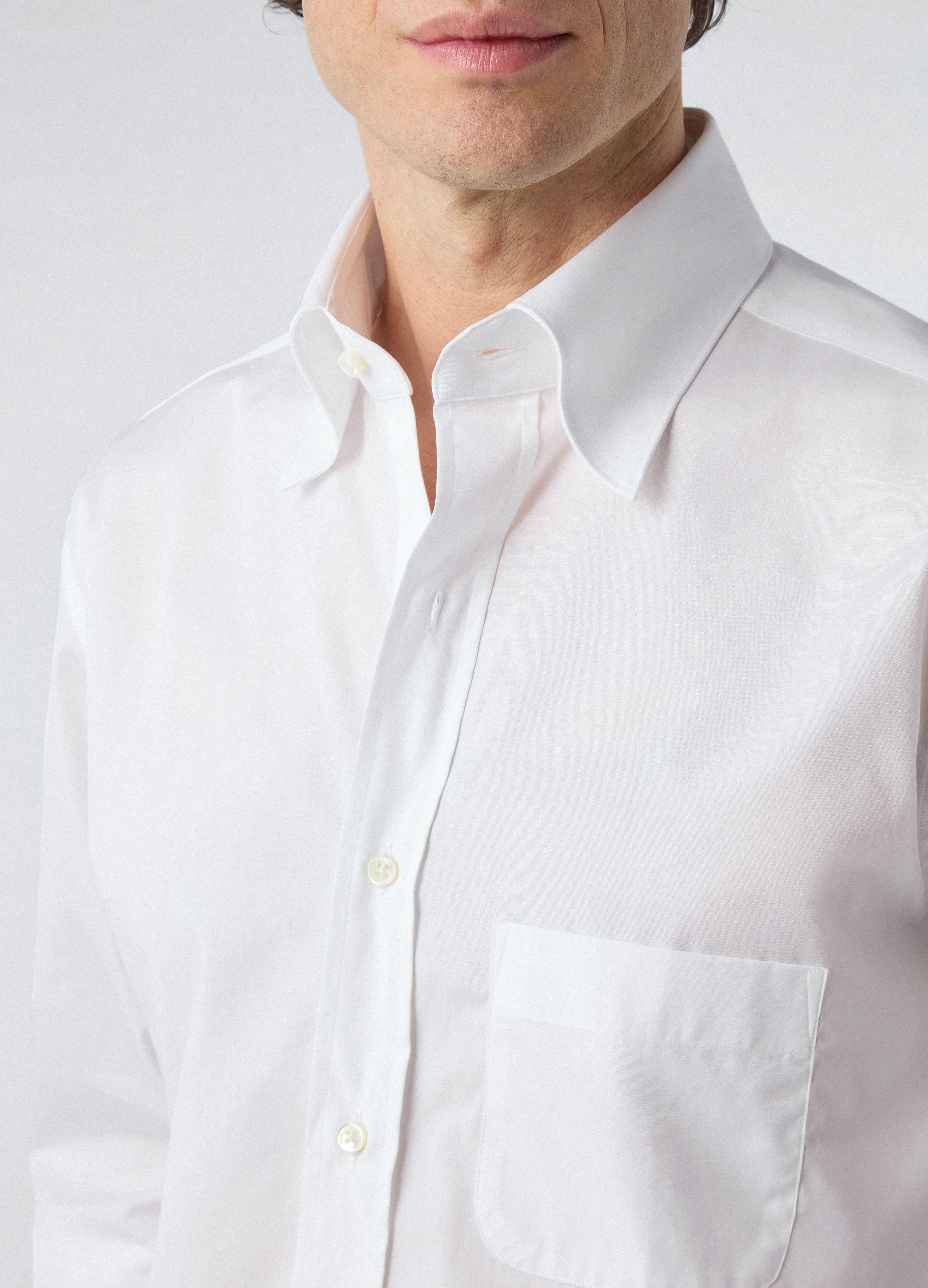 Fabian Poplin Turndown Collar Shirt - White - Image 2