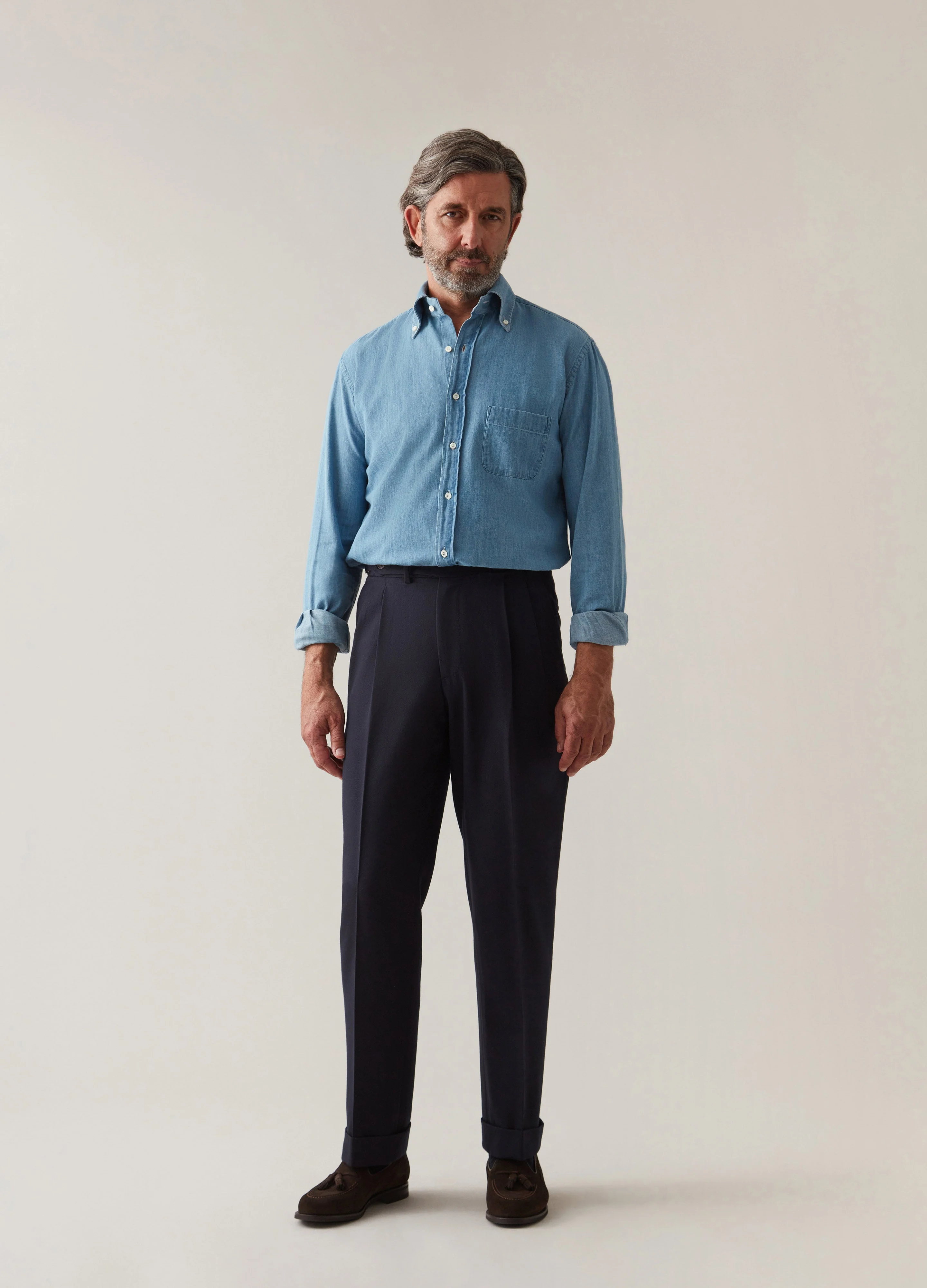 Ferdinand Button Down Shirt - Light Washed Denim