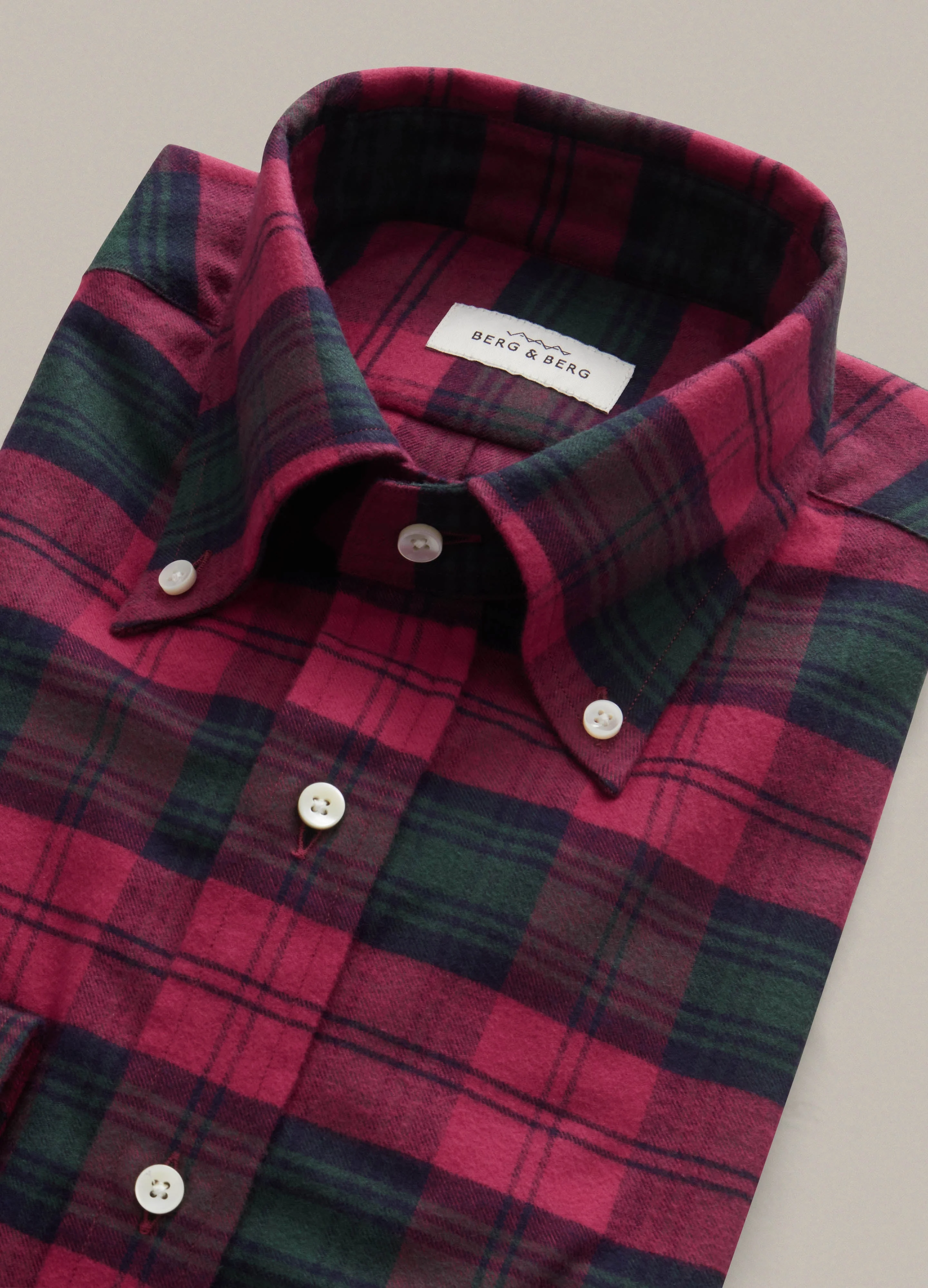 Ferdinand Button Down Shirt - Red/Green Tartan - Image 2