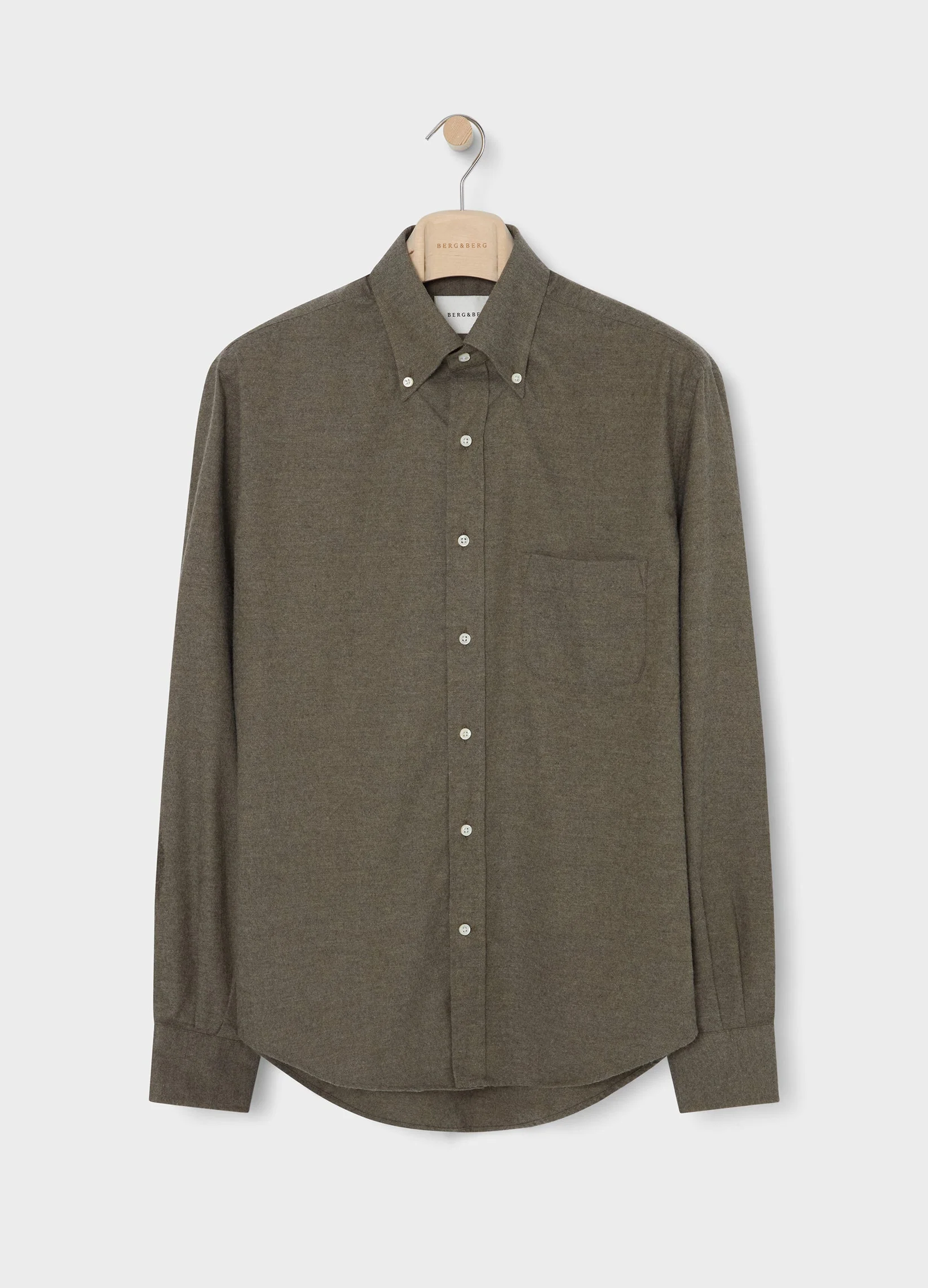 Ferdinand Cotton/Cashmere Button Down Shirt - Moss Green - Image 4
