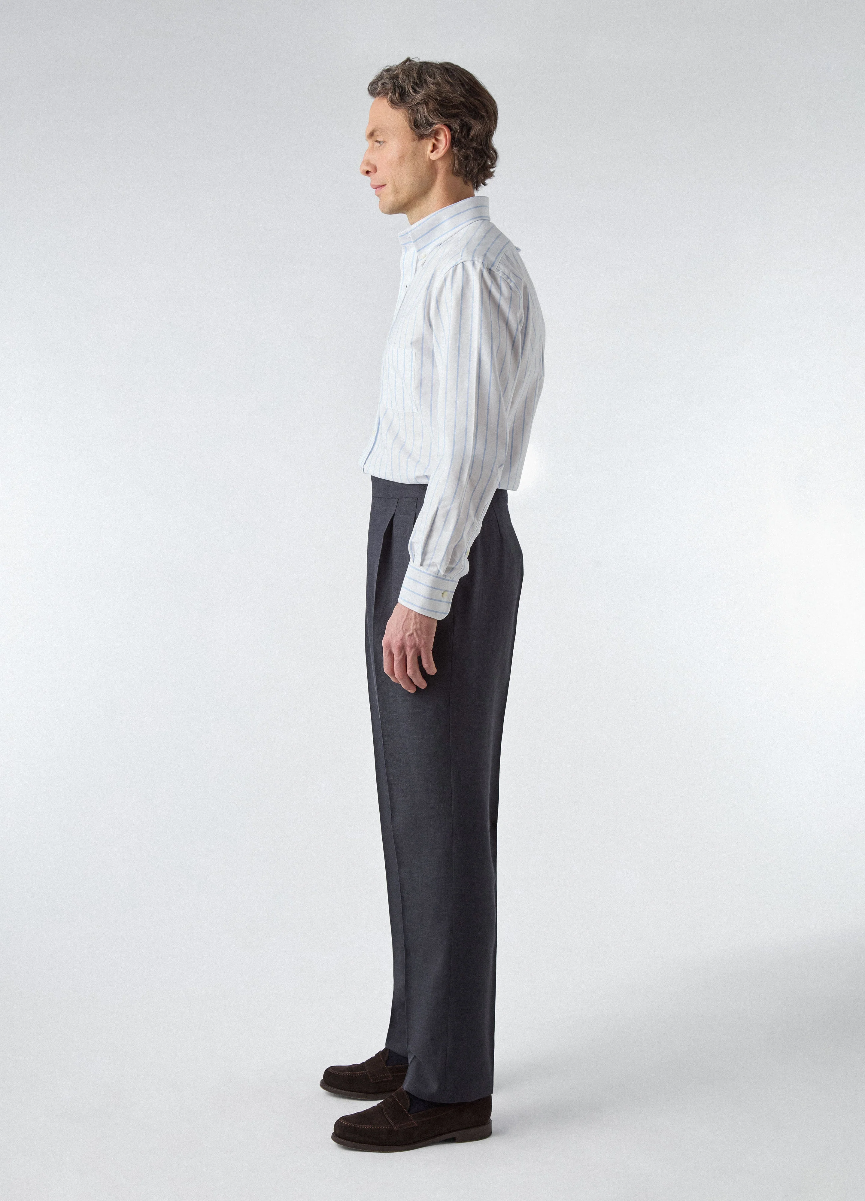 Ferdinand Oxford Button Down Shirt - White/Blue Thin Stripe - Image 3