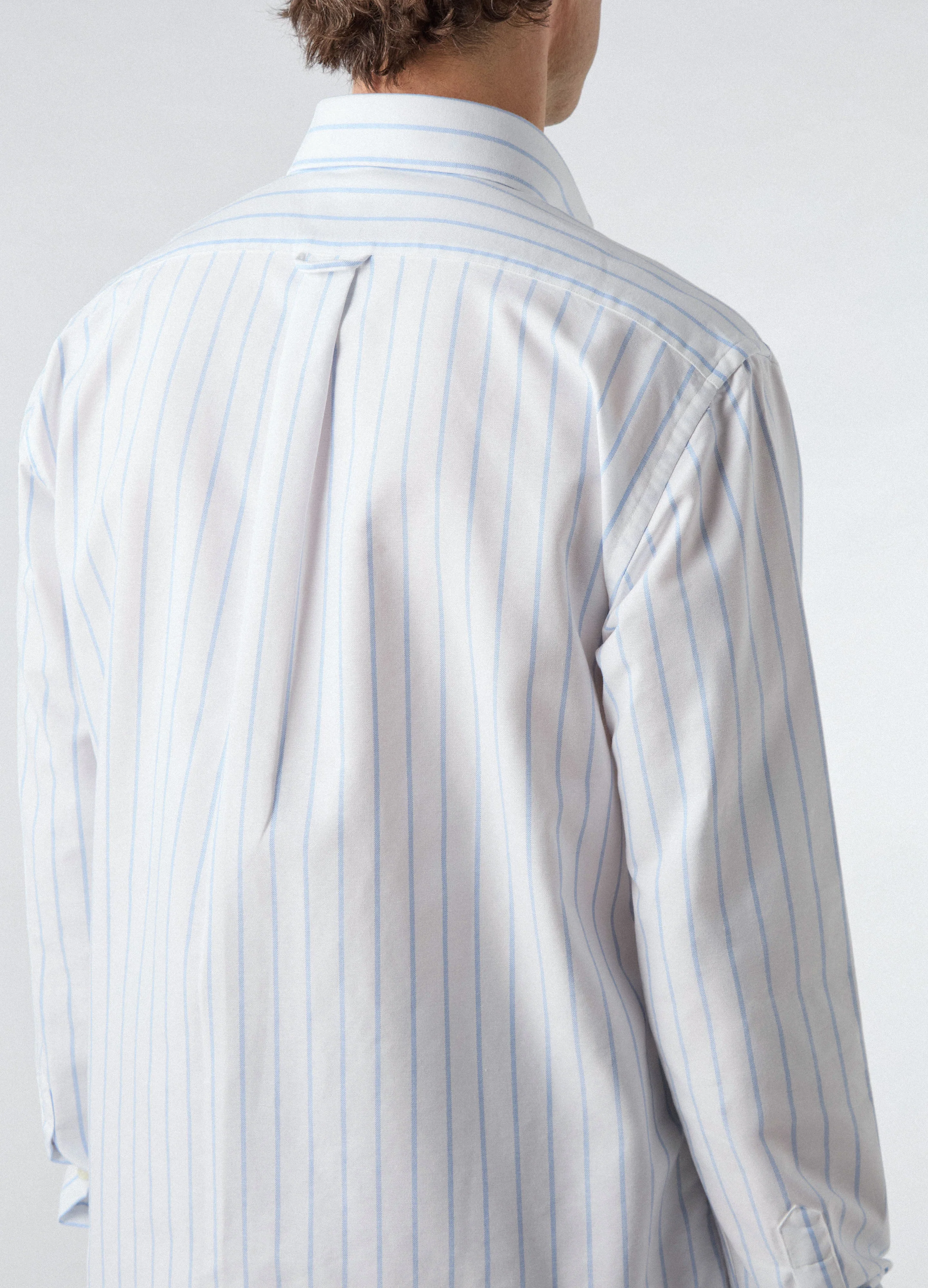 Ferdinand Oxford Button Down Shirt - White/Blue Thin Stripe - Image 5