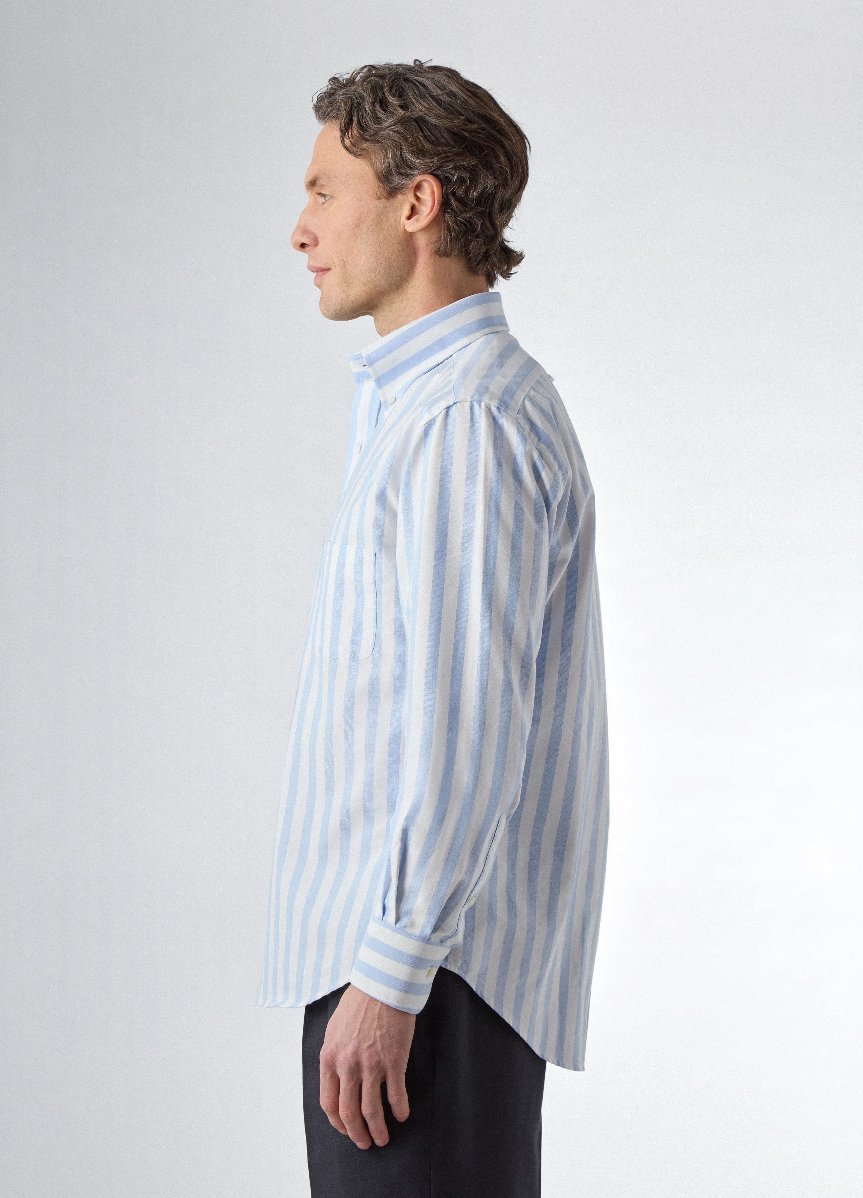 Ferdinand Oxford Button Down Shirt - White/Light Blue Butcher Stripe - Image 3