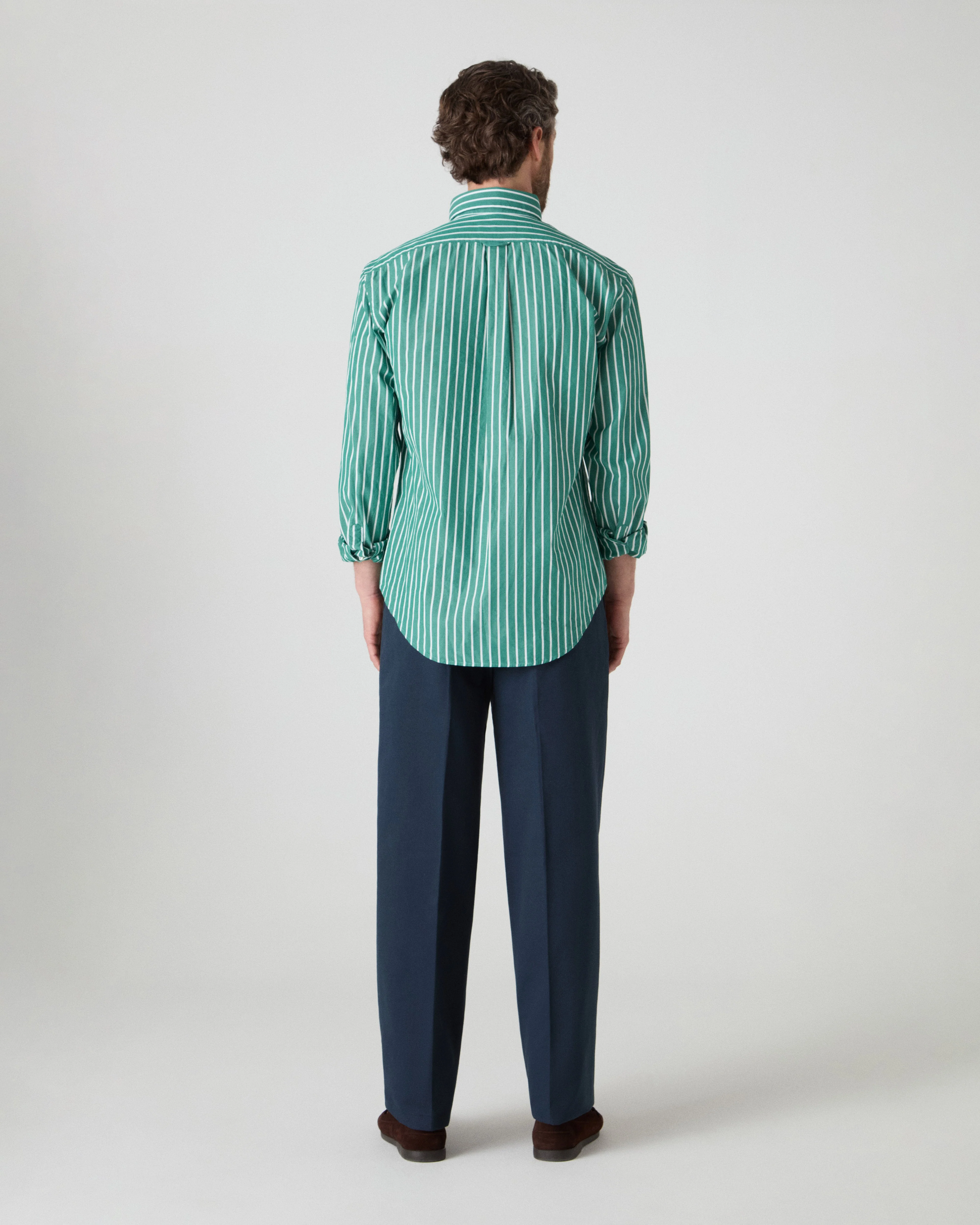 Ferdinand Poplin Button Down Shirt - Pine/White - Image 3