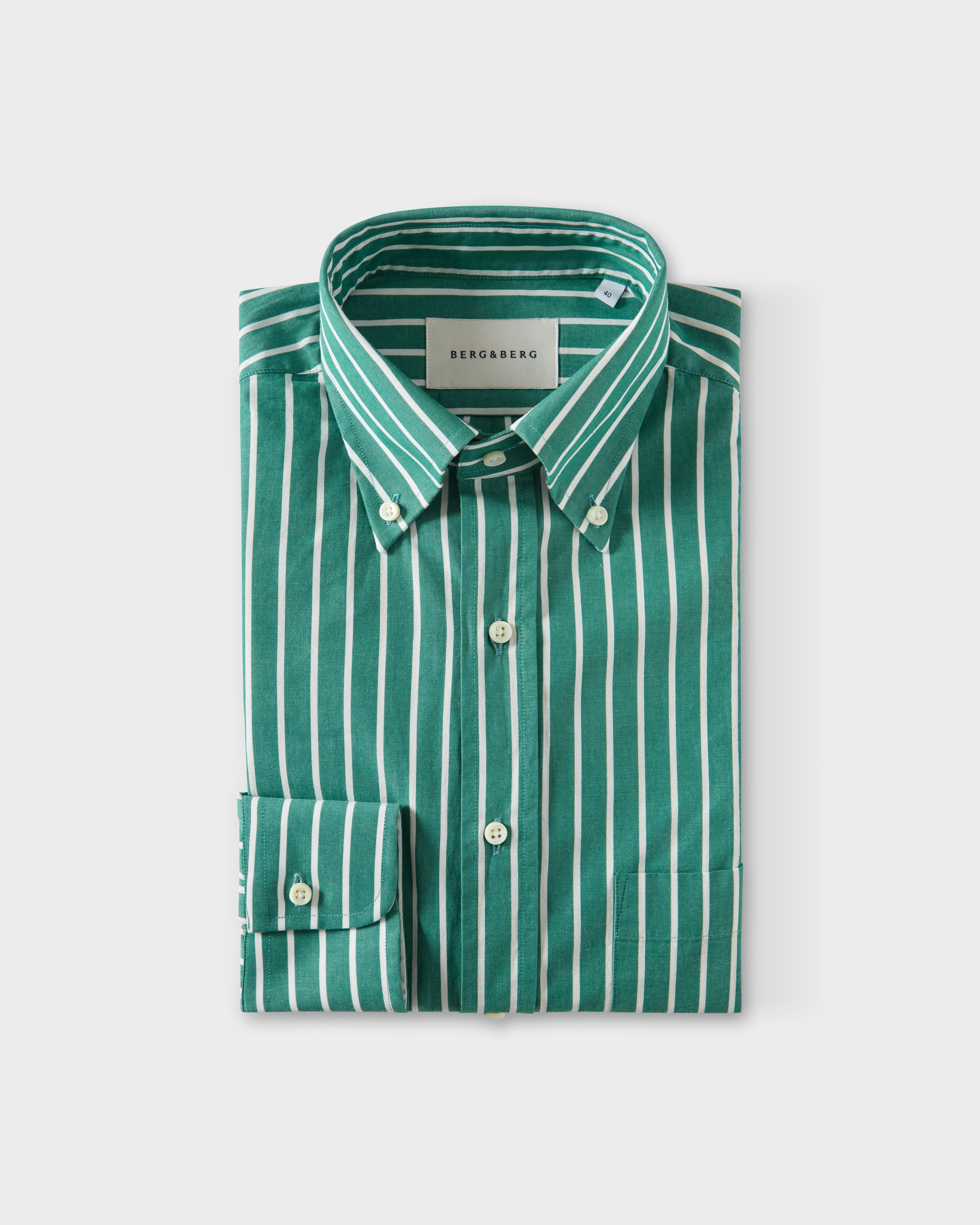 Ferdinand Poplin Button Down Shirt - Pine/White - Image 7