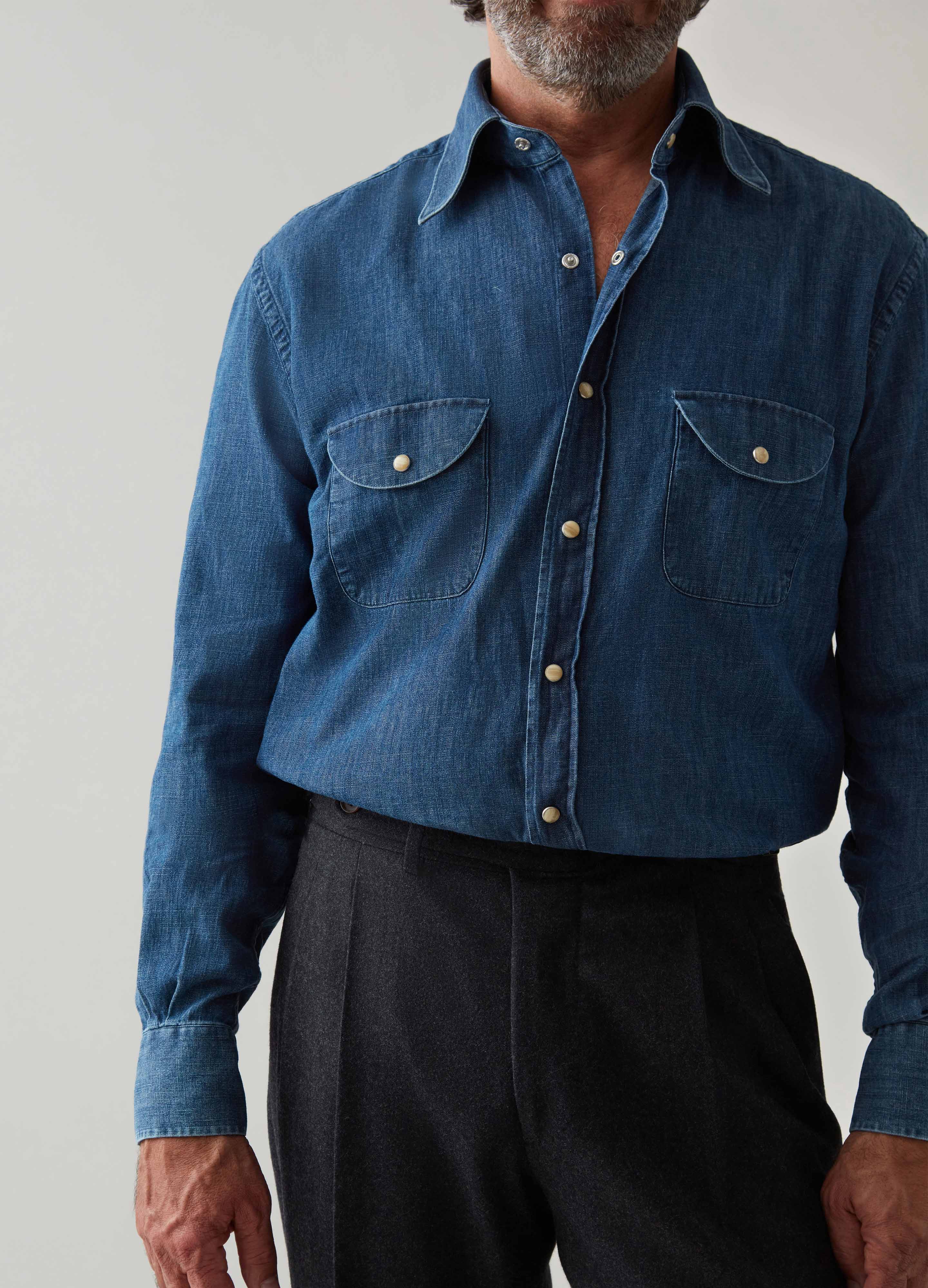 Fernando Western Shirt - Washed Denim - Image 2