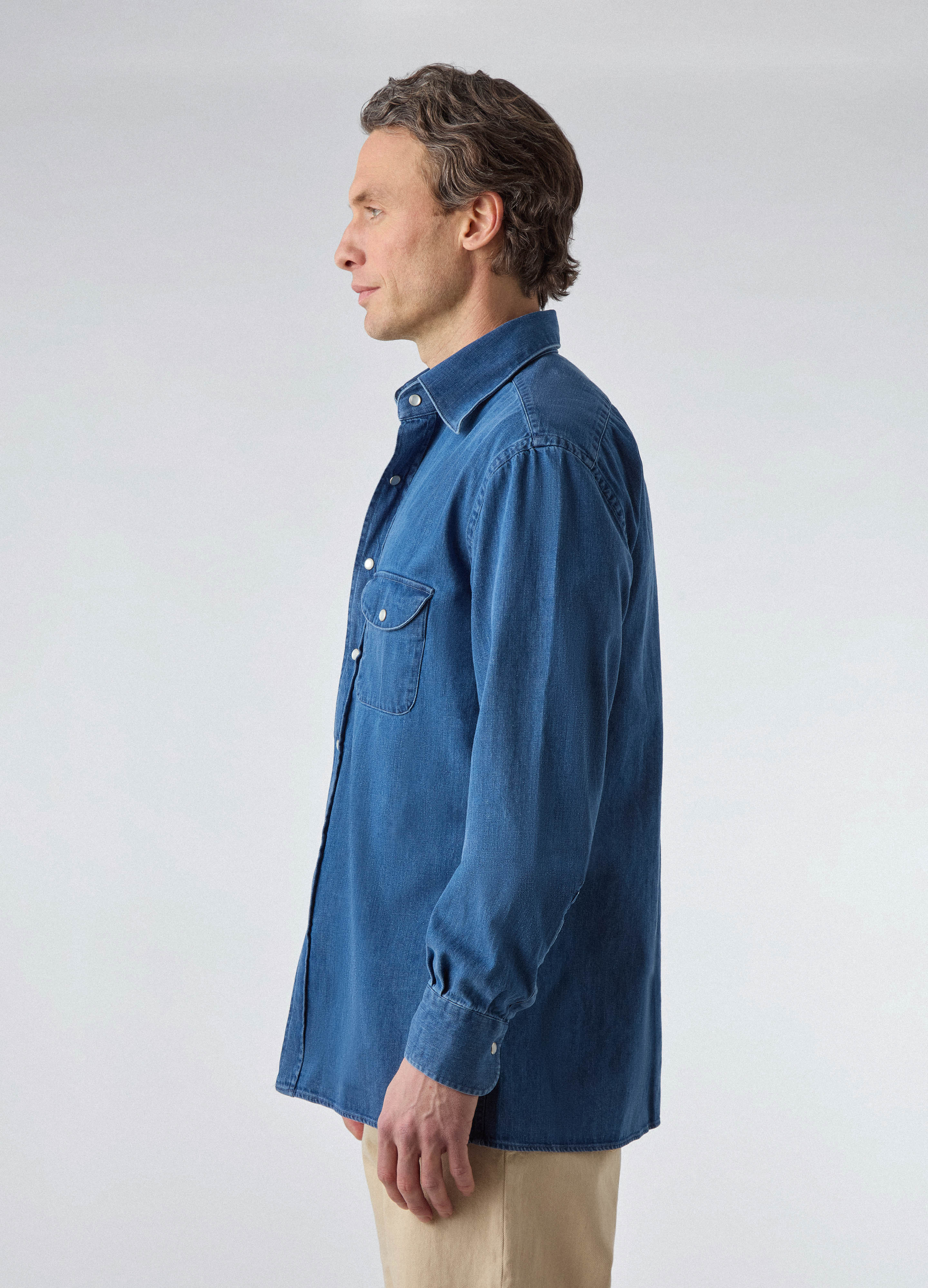 Fernando Western Shirt - Washed Denim - Image 3