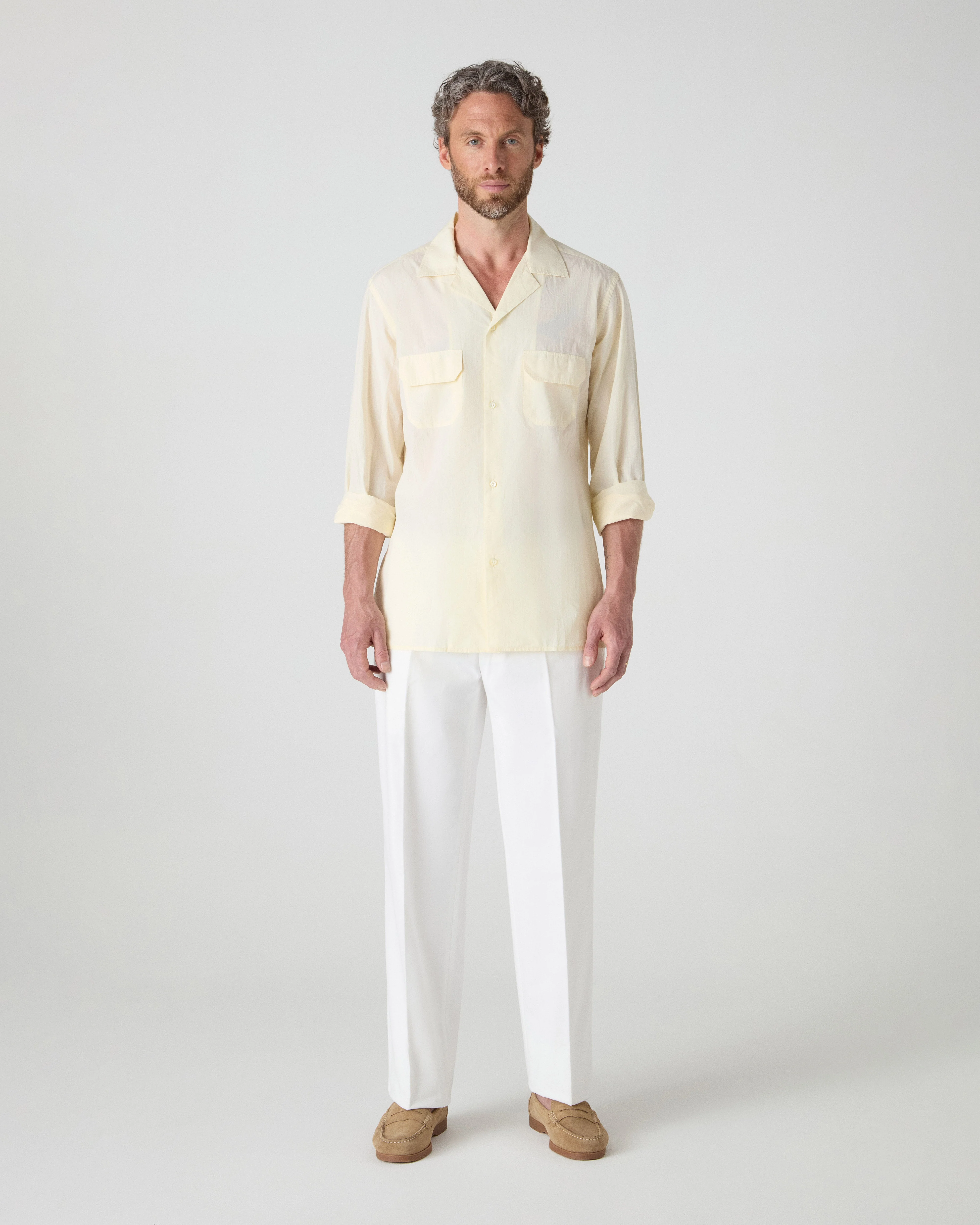 Fred Camp Collar Shirt - Pale Lemon - Image 3
