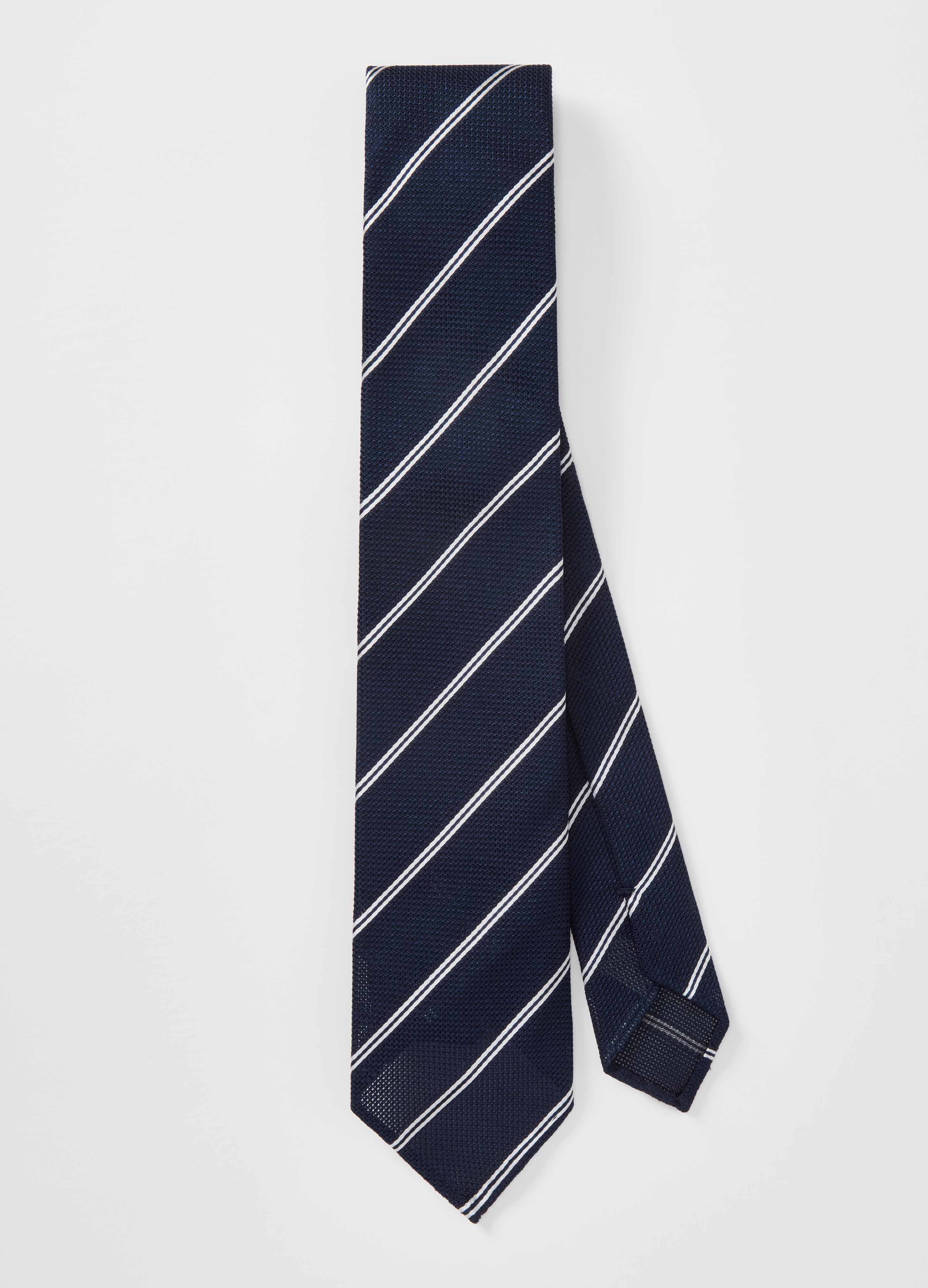 Grenadine Stripe Tie - Navy/White