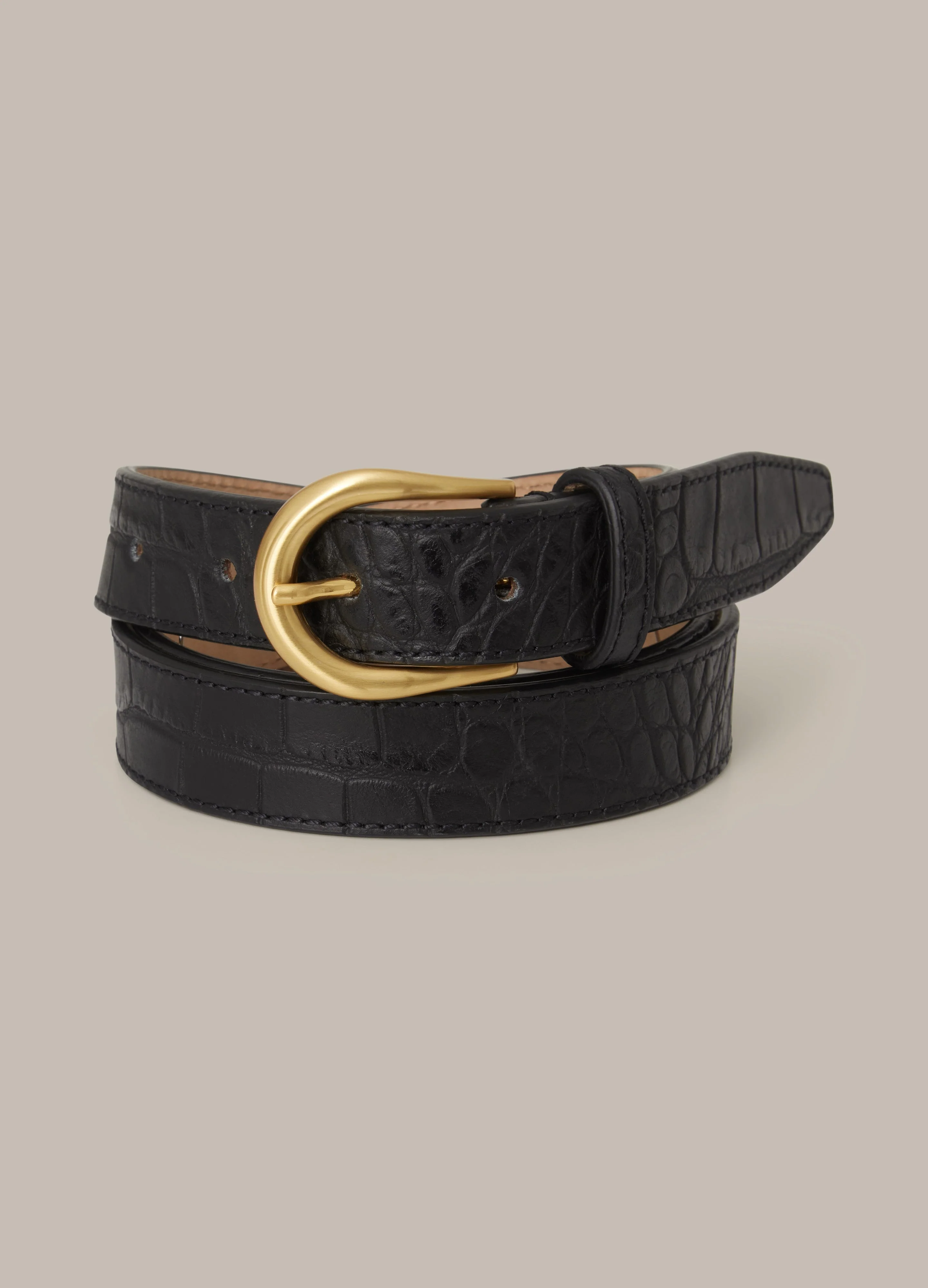 Leather Belt - Black Croco