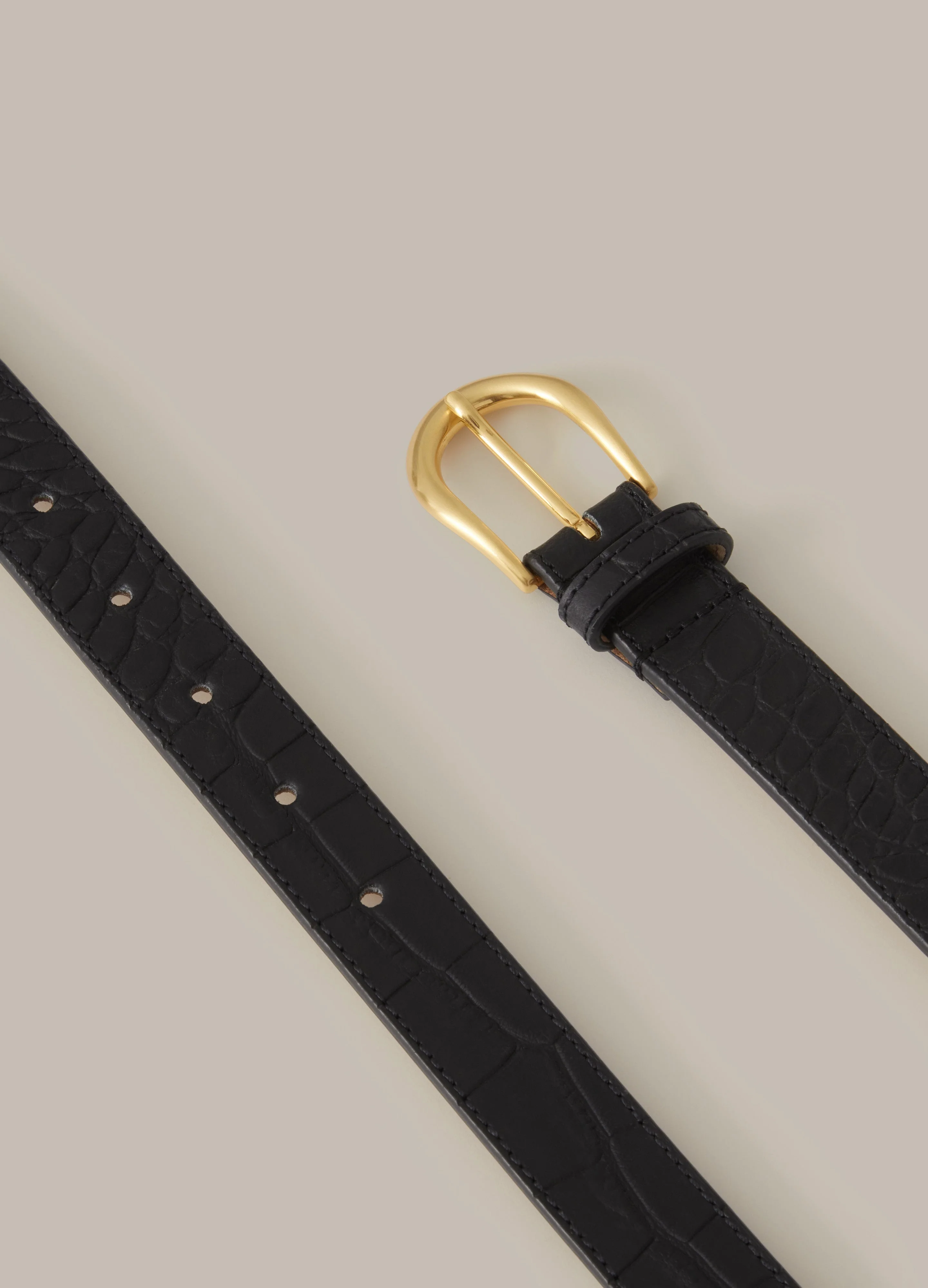 Leather Belt - Black Croco - Image 2