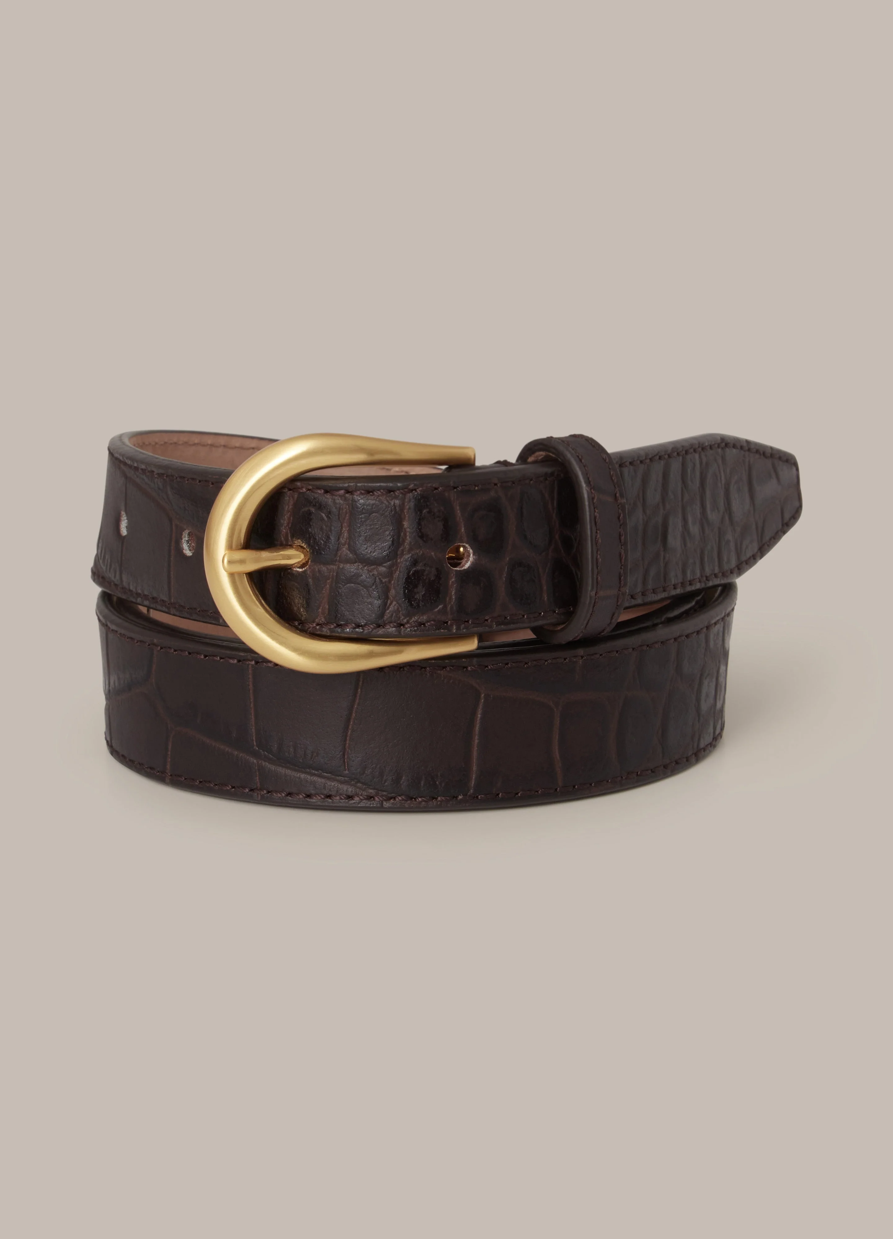 Leather Belt - Dark Brown Croco