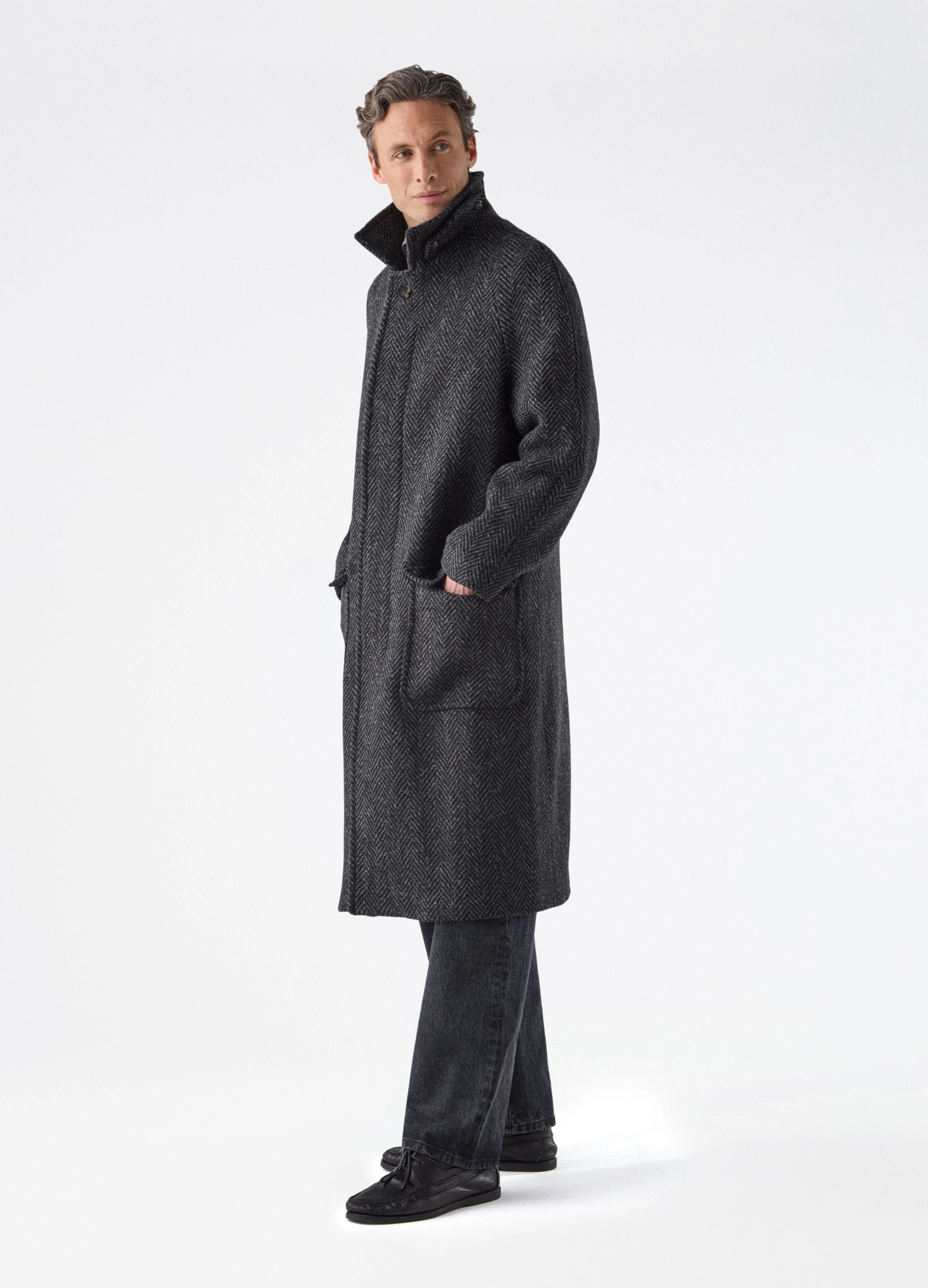 Nelson Tweed Raglan Coat - Grey - Image 3