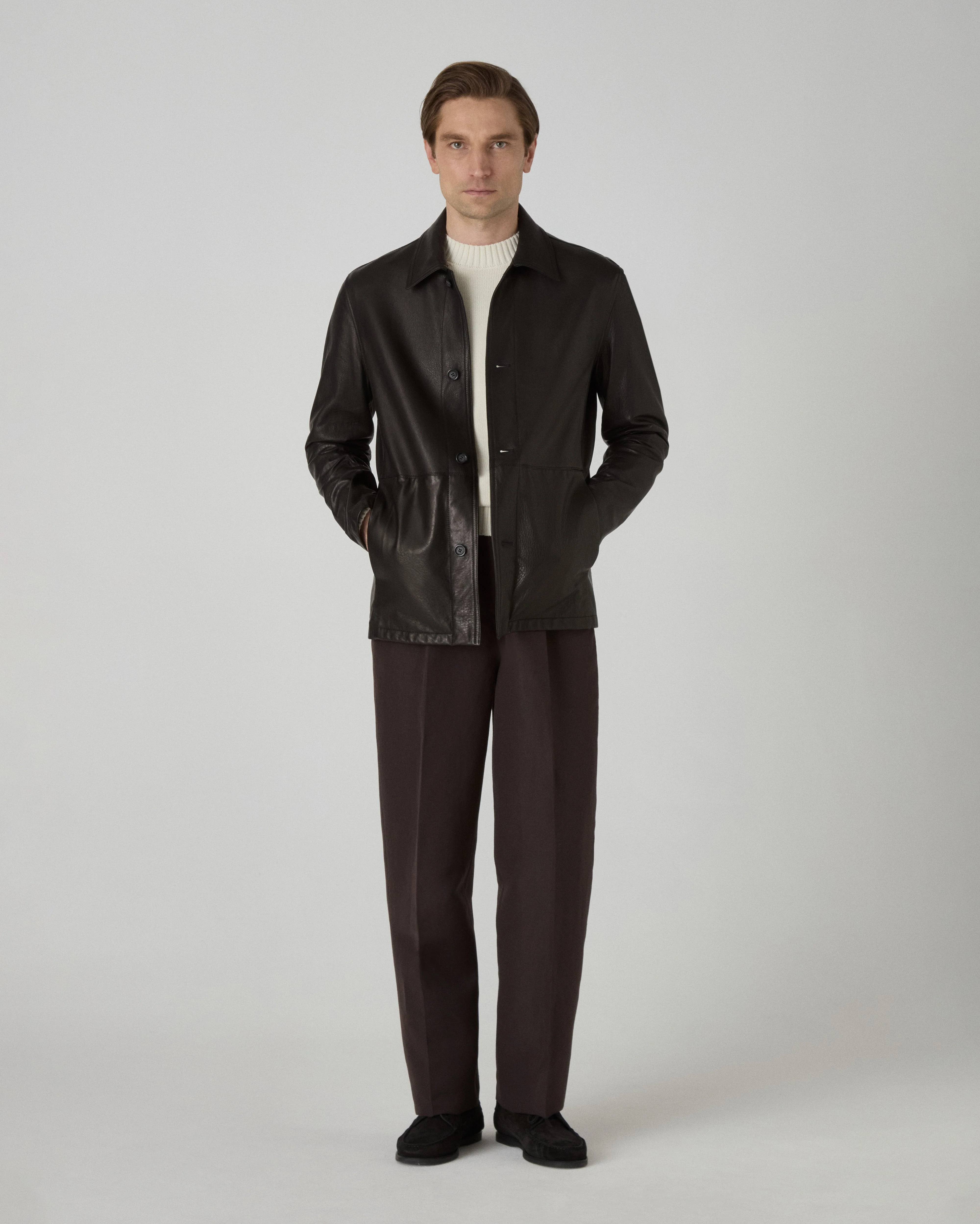 Noel Tumbled Leather Jacket - Black - Image 4