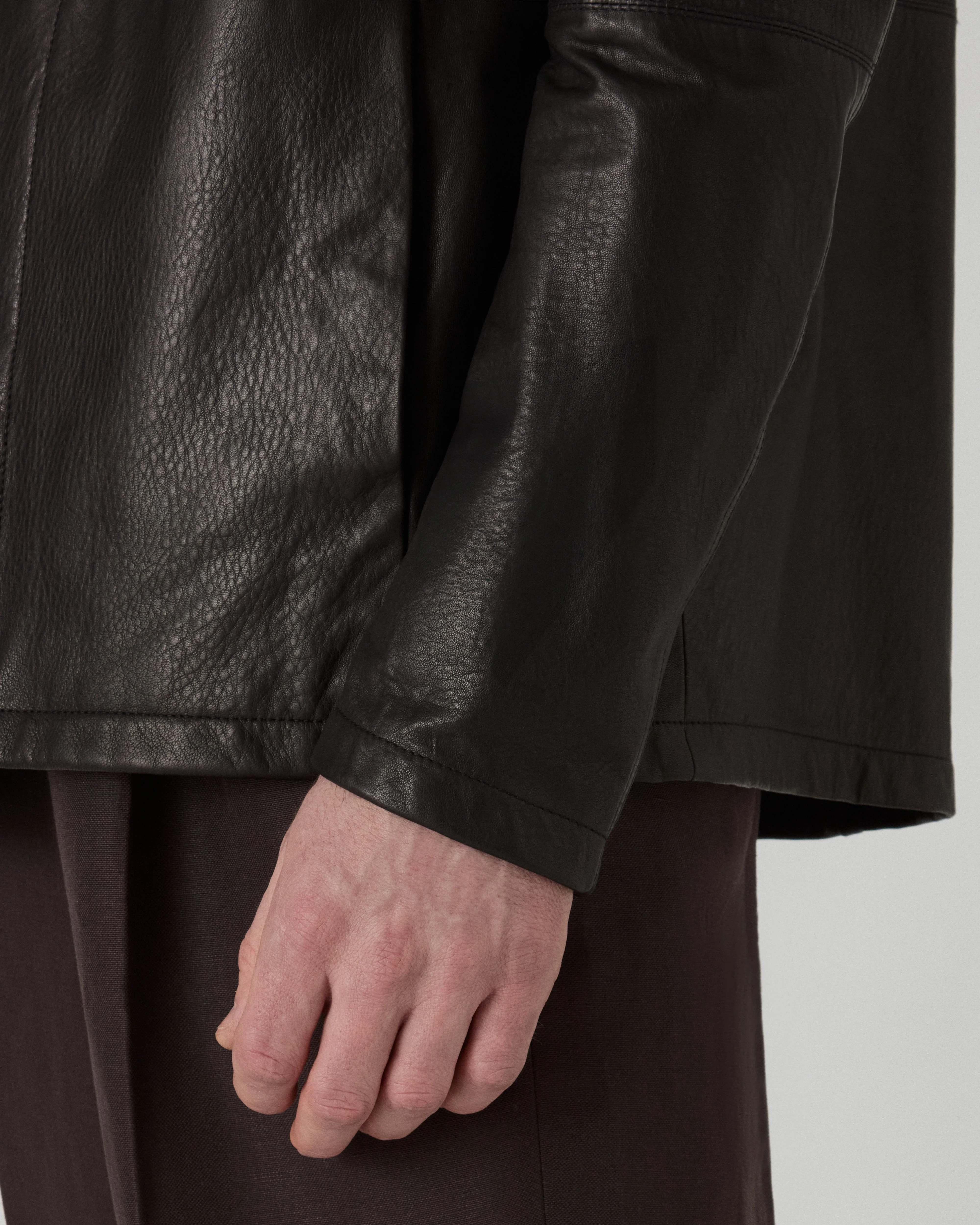Noel Tumbled Leather Jacket - Black - Image 6