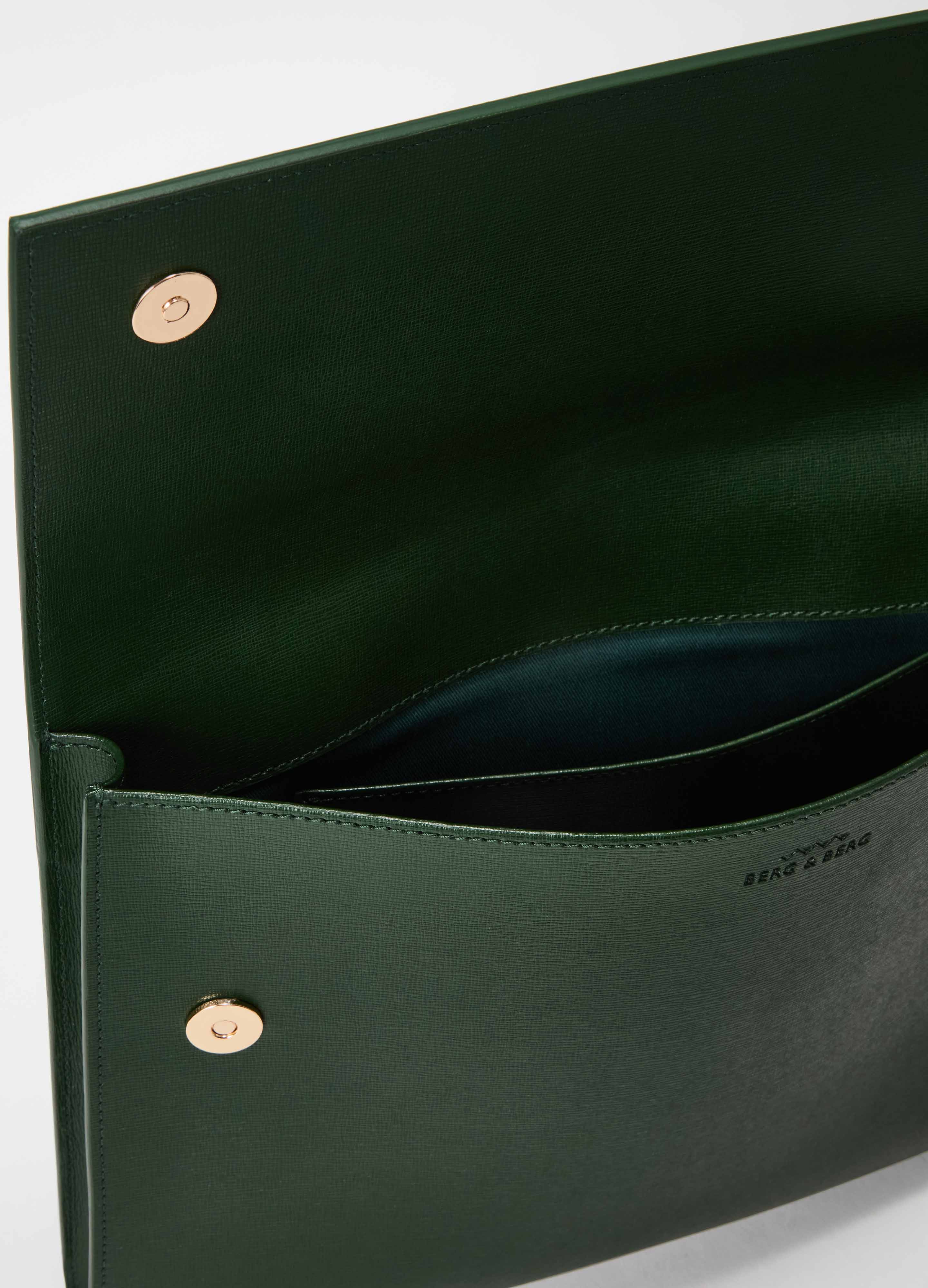 Saffiano Leather Laptop Portfolio - Bottle Green - Image 4
