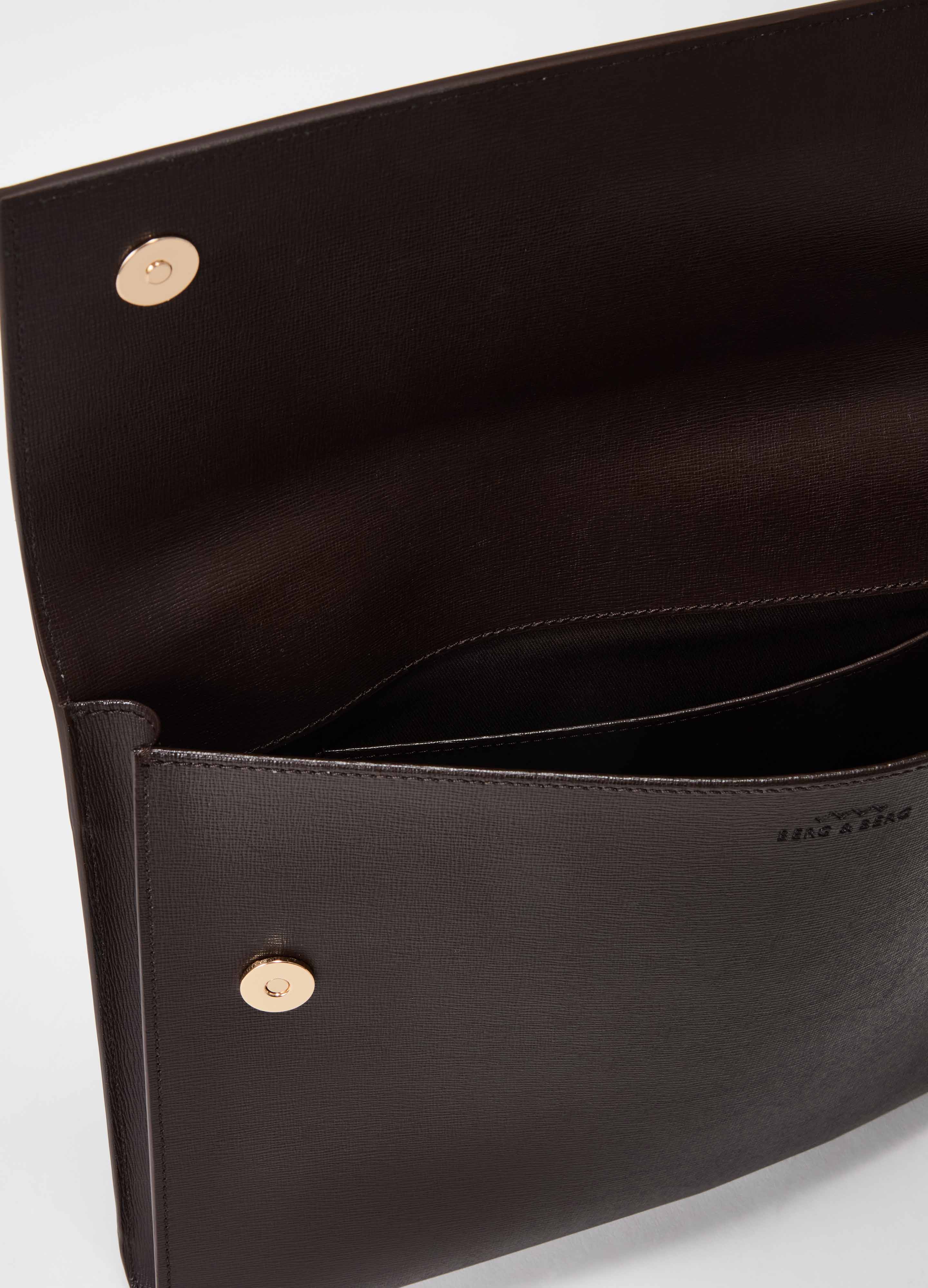 Saffiano Leather Laptop Portfolio - Dark Brown - Image 5
