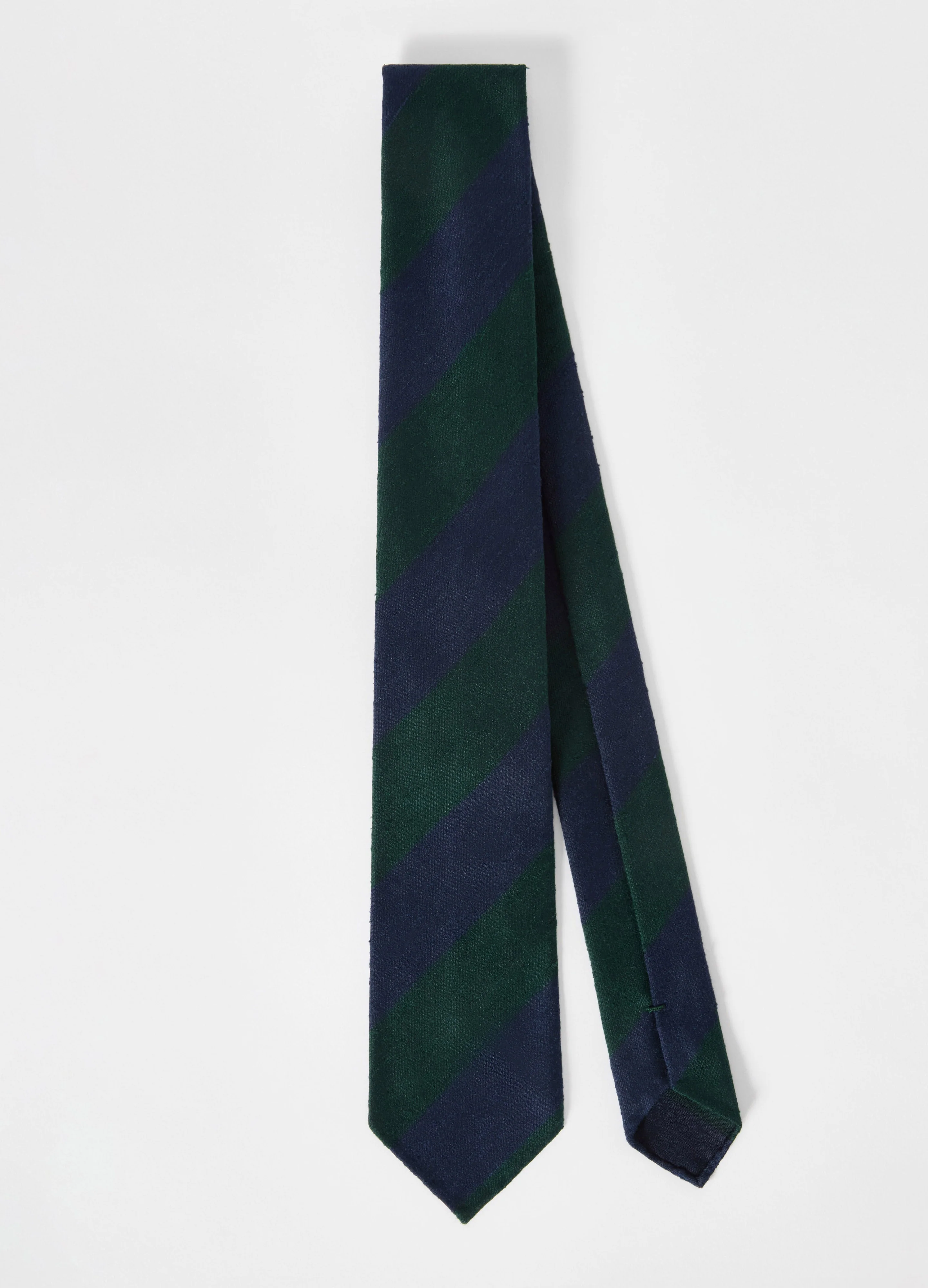 Shantung Block Stripe Tie - Navy/Green