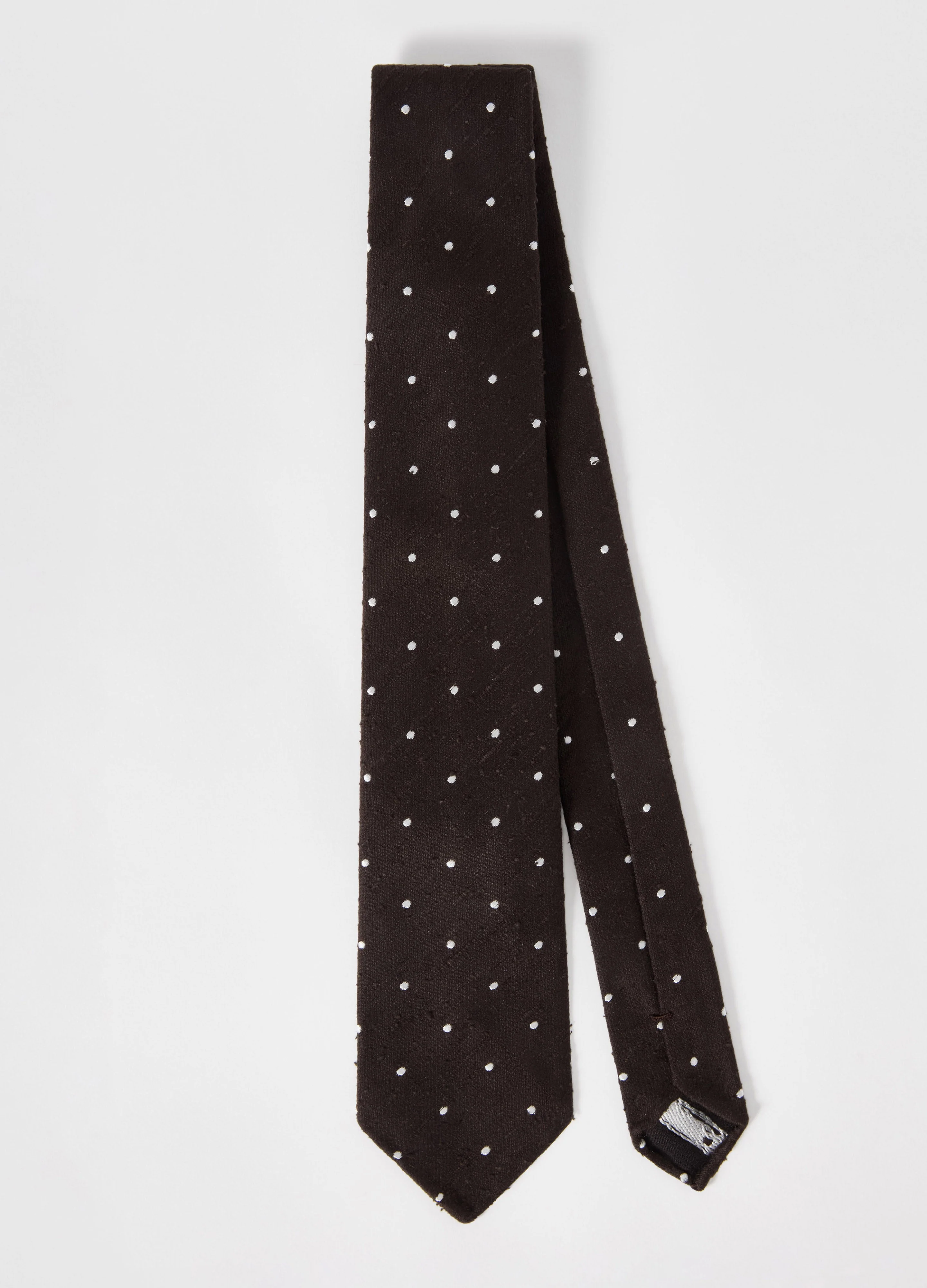 Shantung Polka Dot Tie - Dark Brown/White