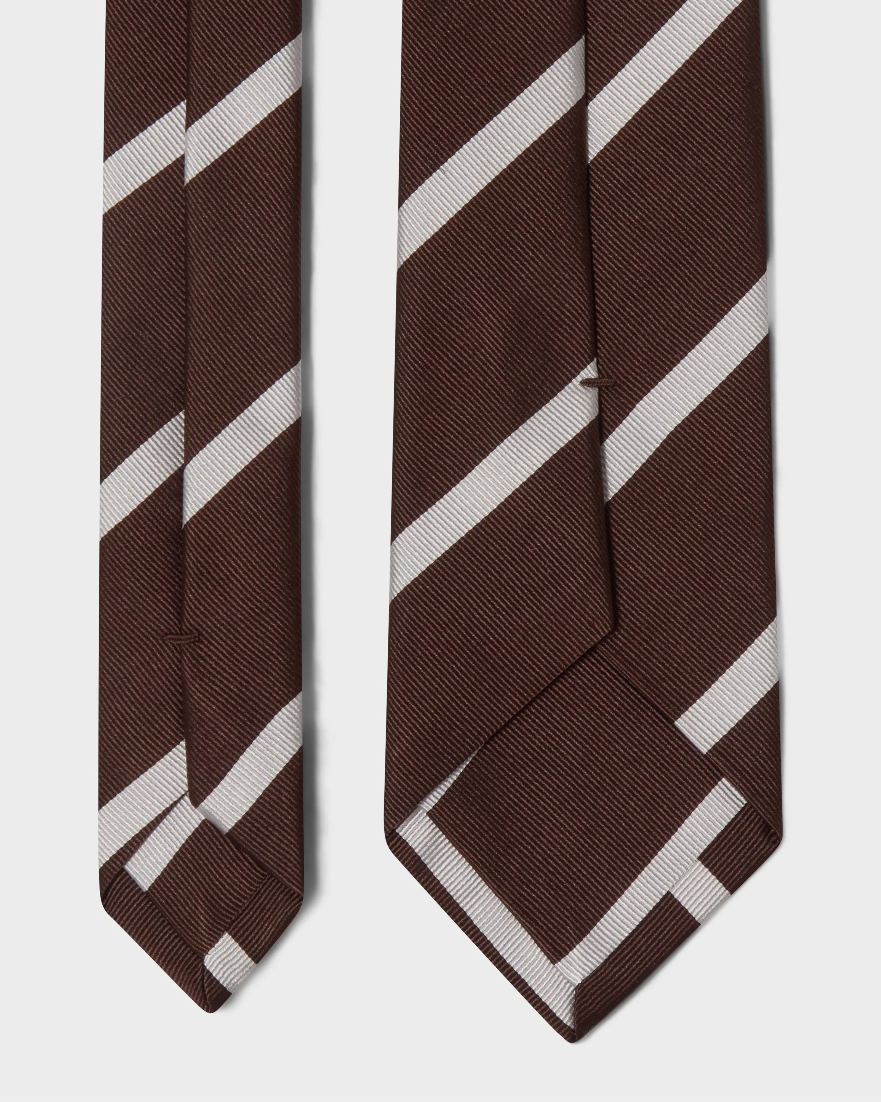 Striped Silk Tie - Brown/White - Image 3