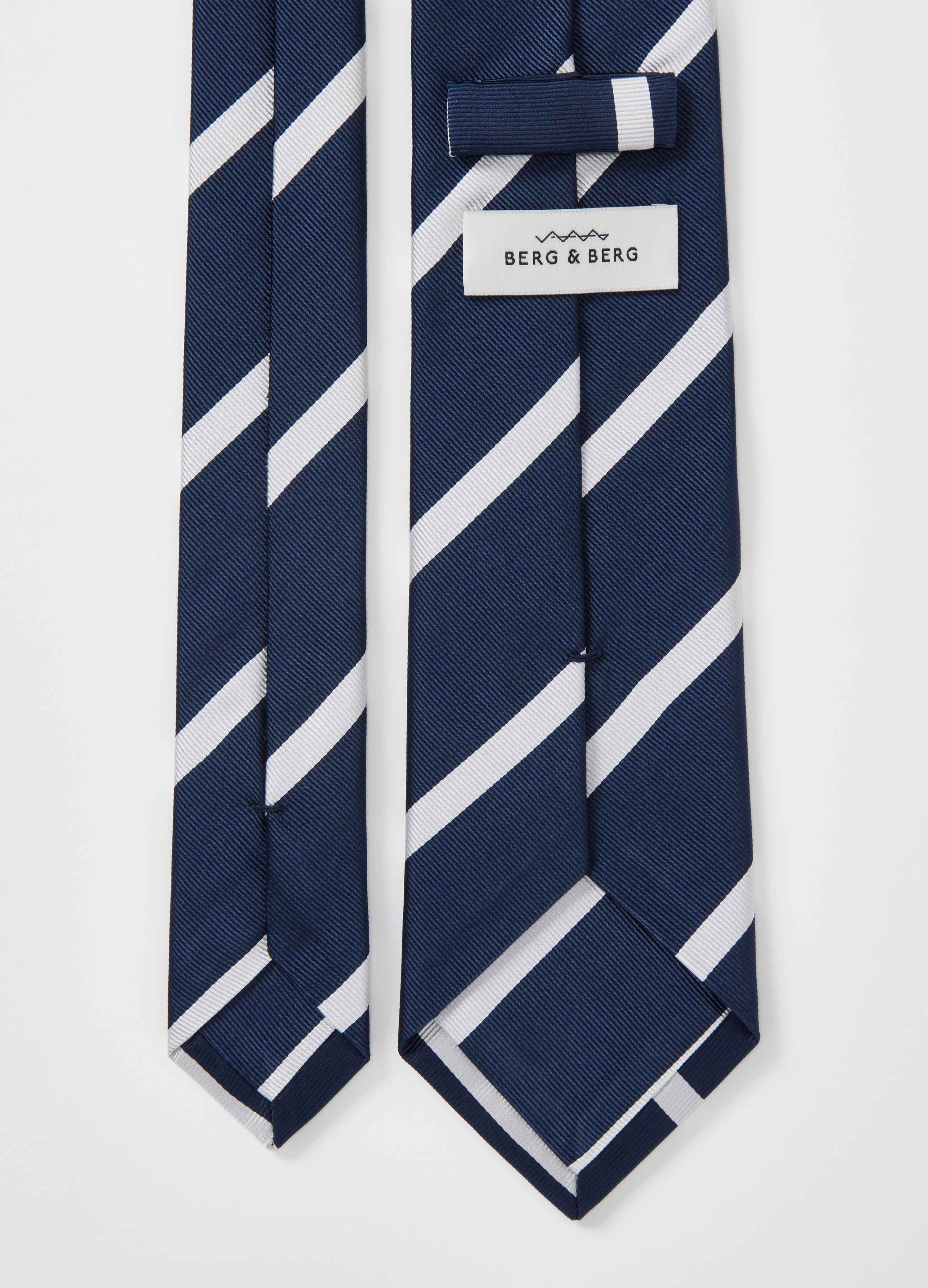 Striped Silk Tie - Navy/White - Image 2