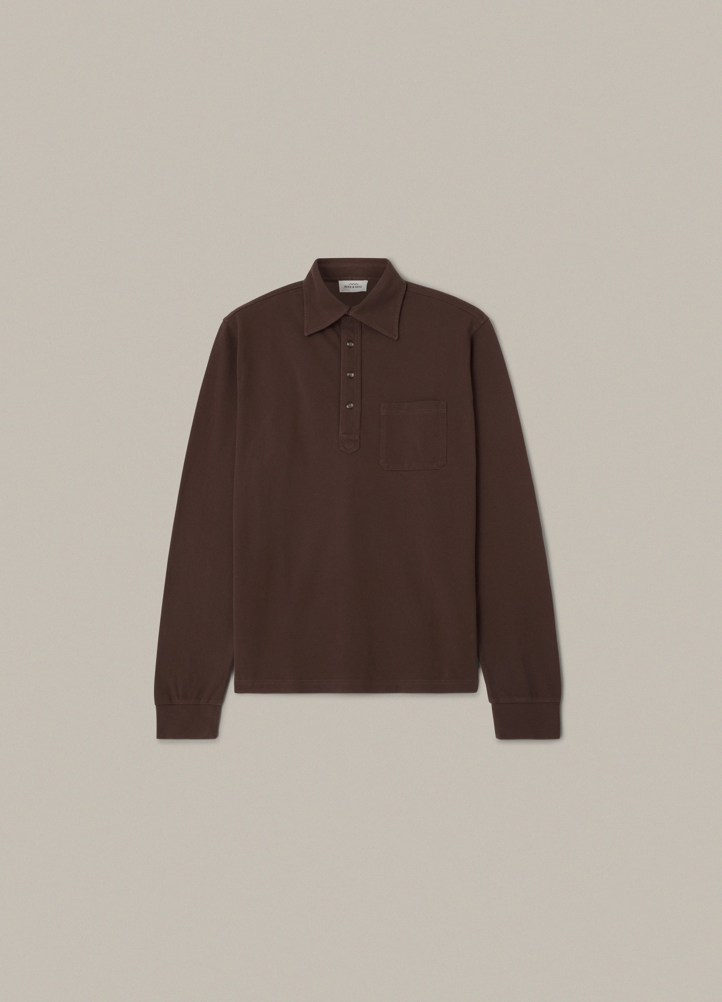 Teddy Long Sleeve Polo Shirt - Chocolate - Image 3