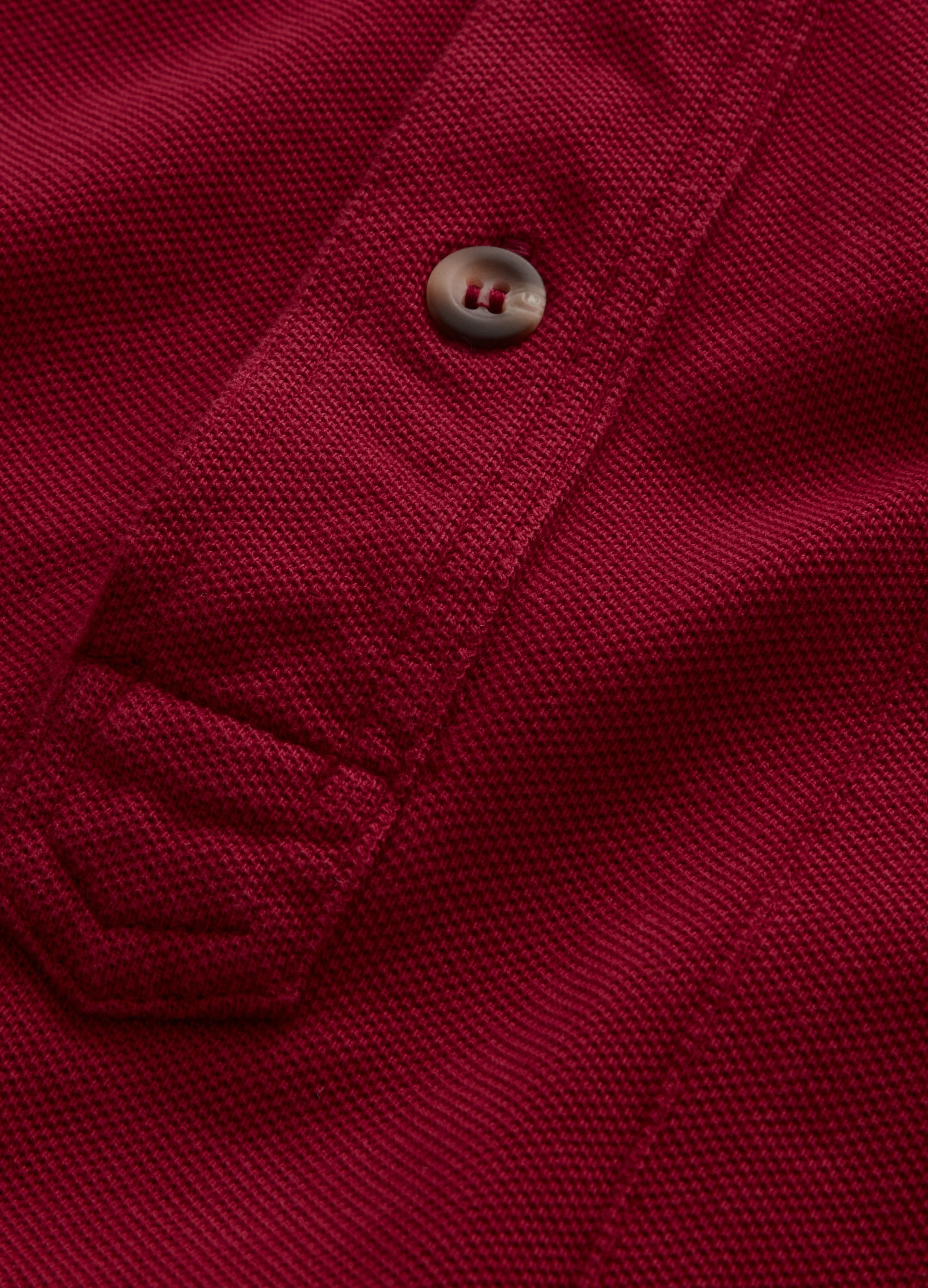 Teddy Long Sleeve Polo Shirt - Deep Red - Image 3