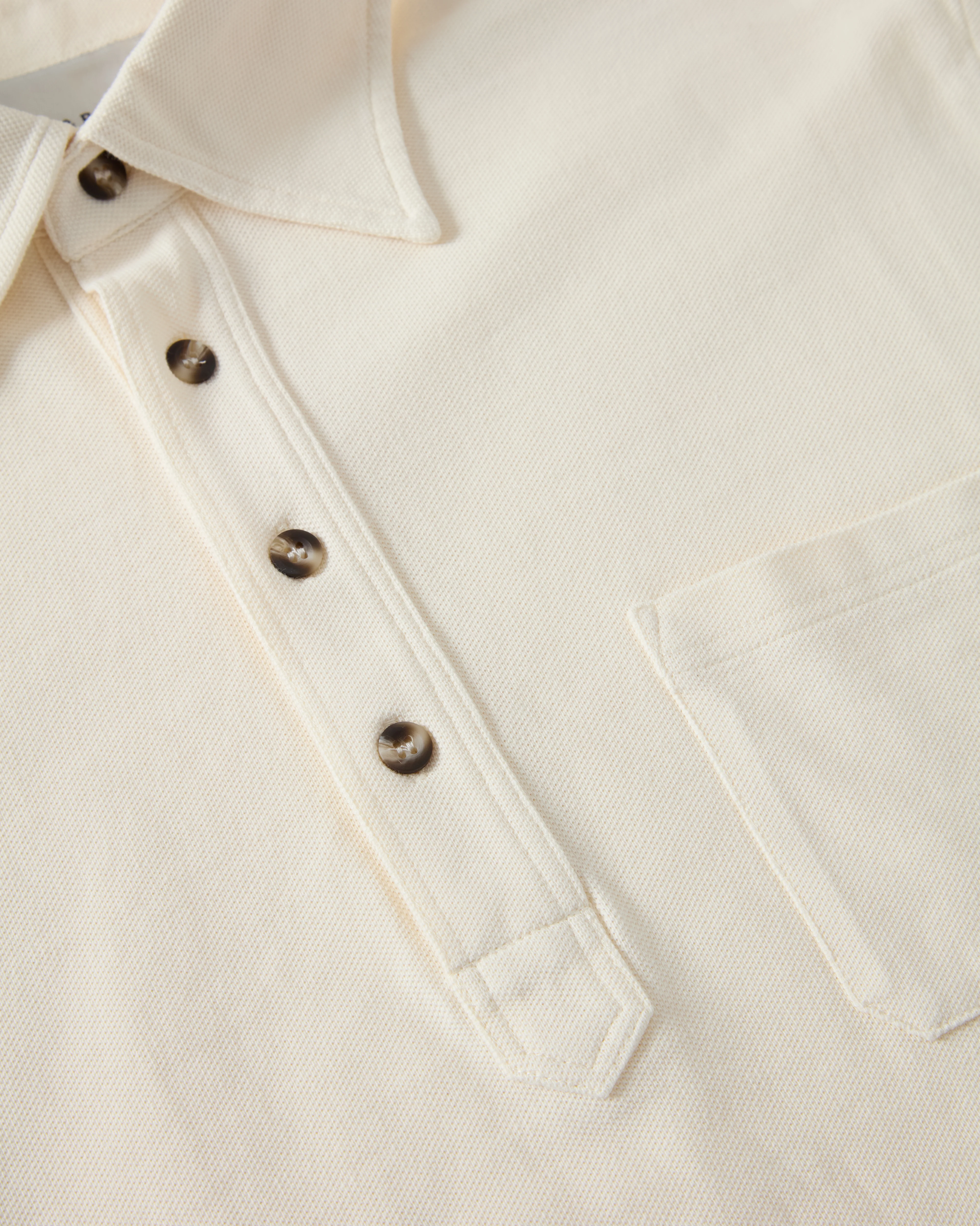 Teddy Long Sleeve Polo Shirt - White - Image 5