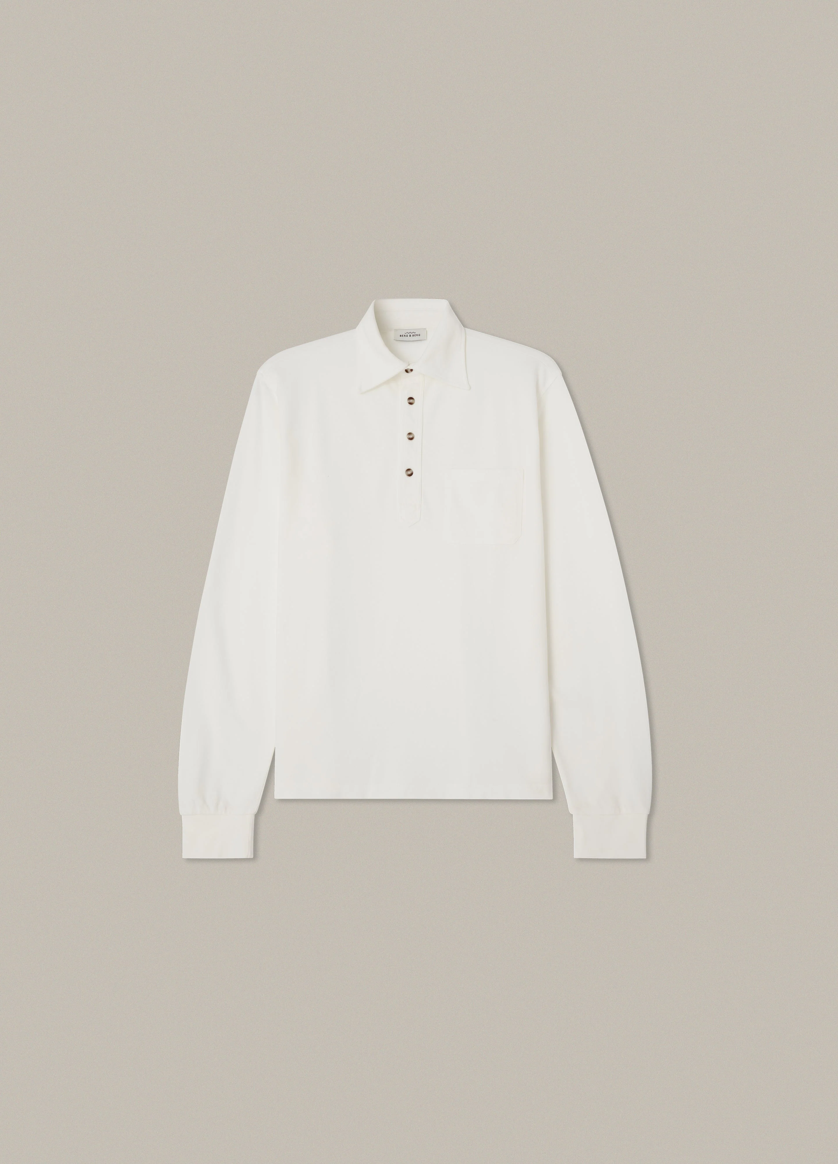 Teddy Long Sleeve Polo Shirt - White - Image 3
