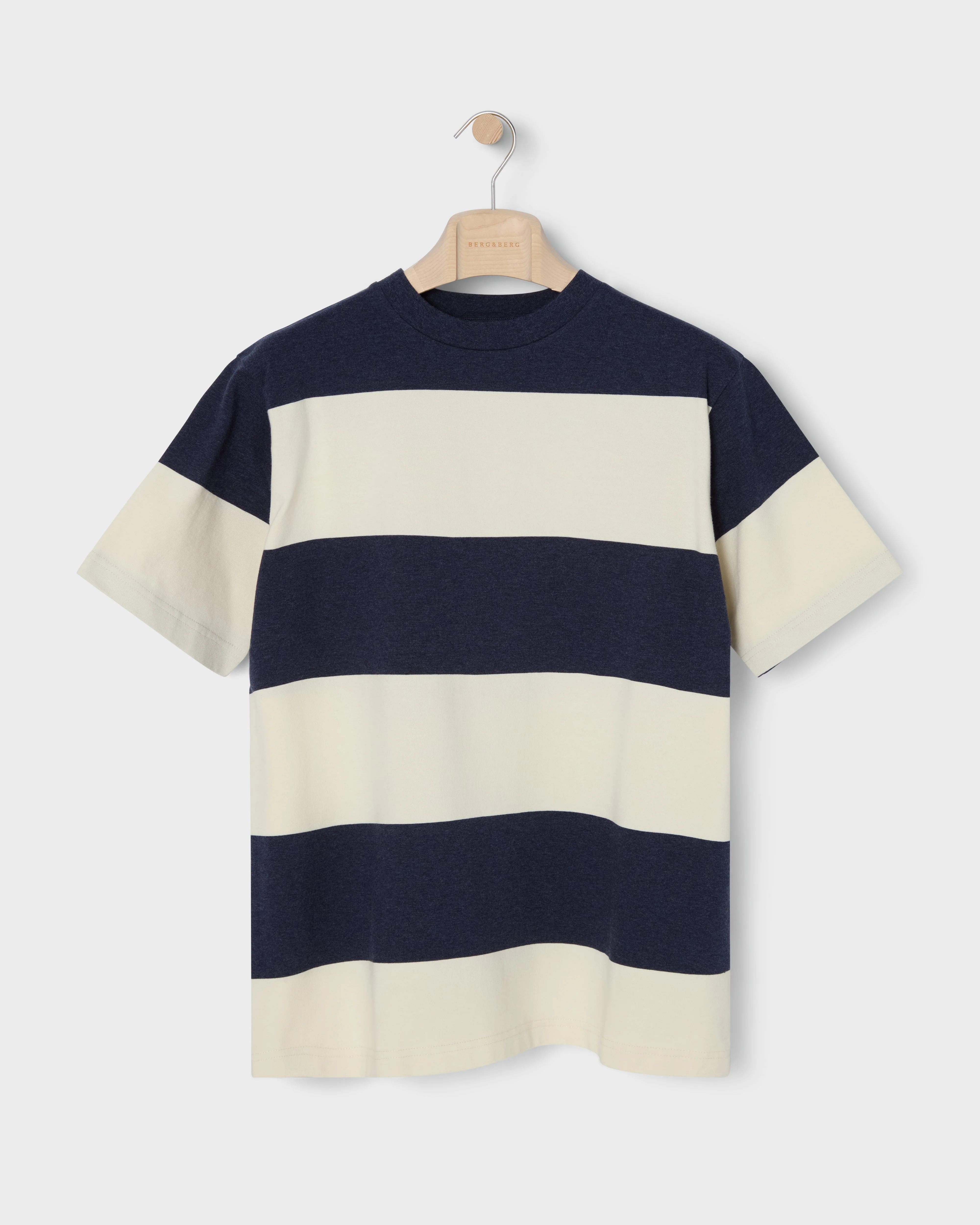 Torgny T-Shirt - Navy/White Block Stripe - Image 4